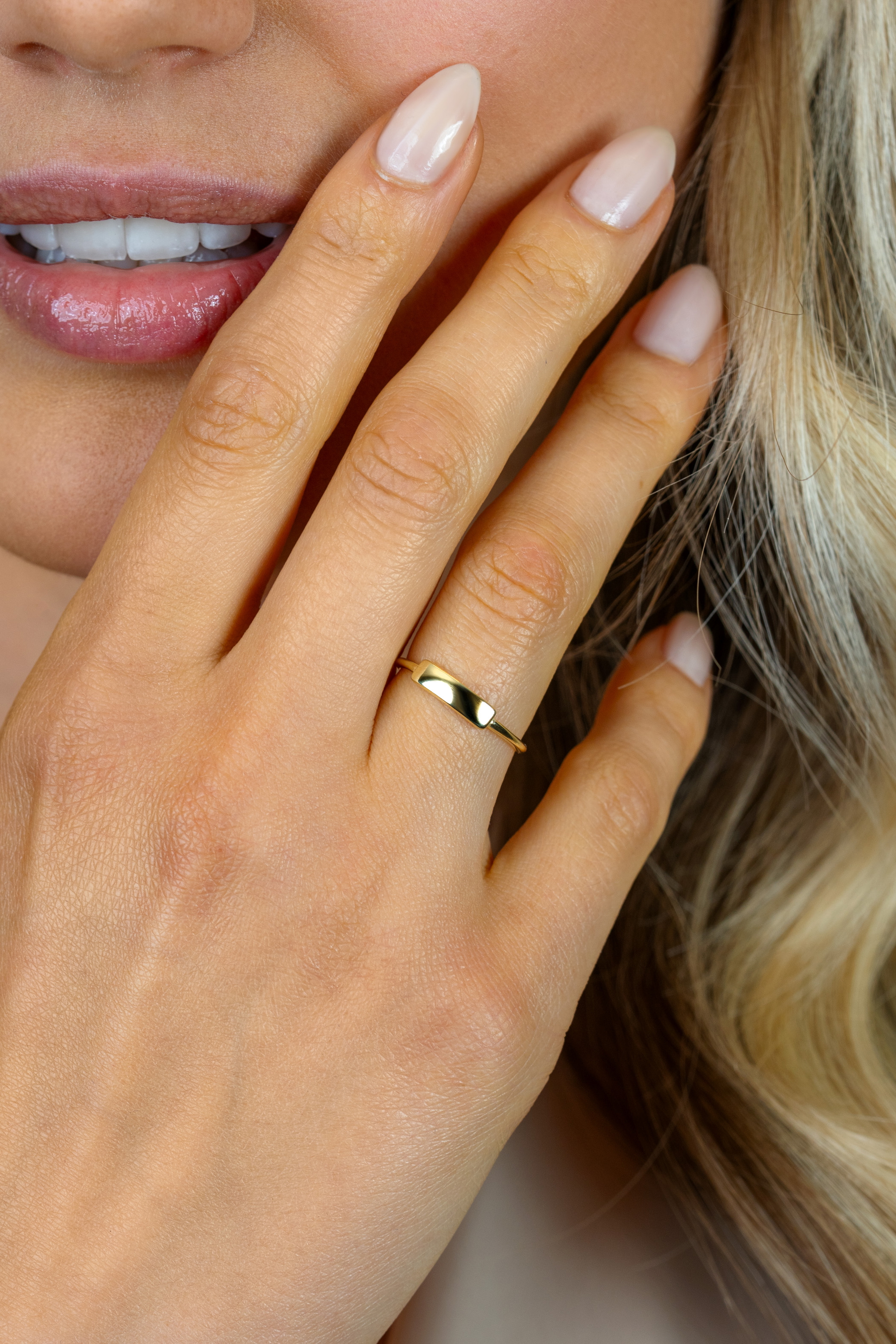 ZINZI Gold ring  met lang plaatje mt.54