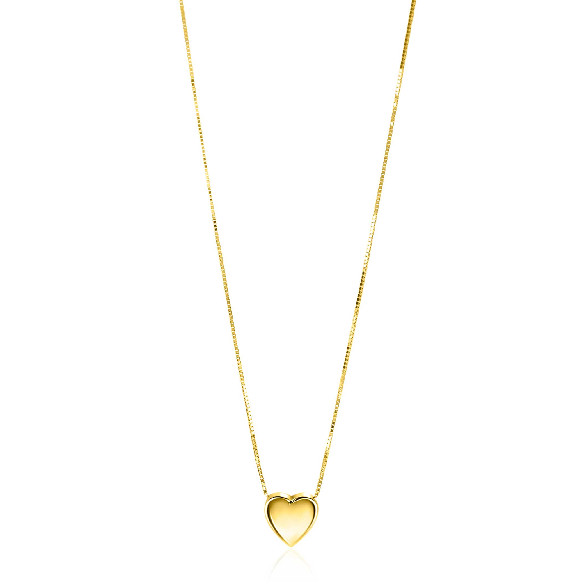 ZINZI Gold 14 karat gold Venetian chain 45cm with graceful smooth heart pendant of 7mm ZGC486