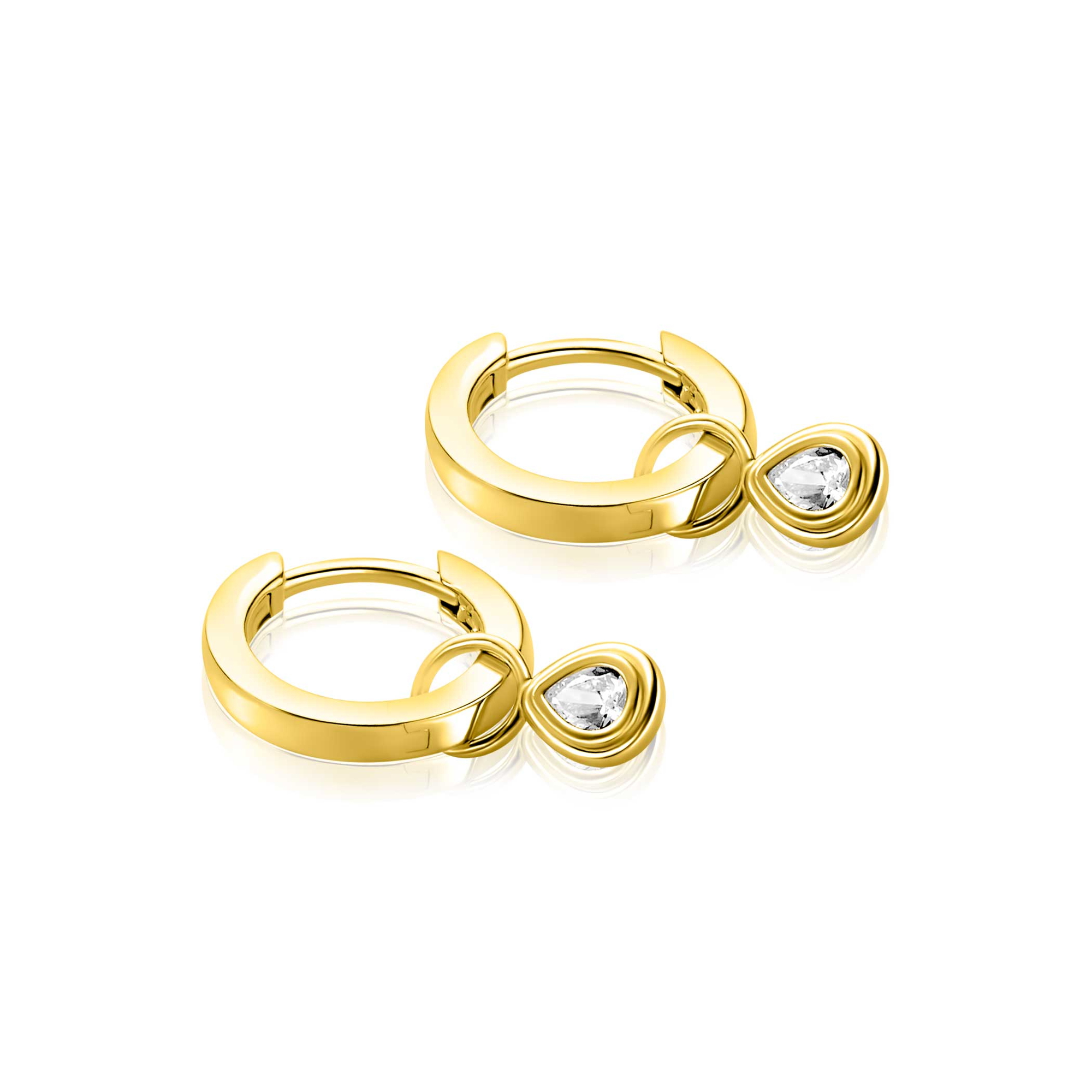 ZINZI Gold 14 karaat gouden oorbedels met druppelvormige witte zirconia ZGCH559 (zonder oorringen)
