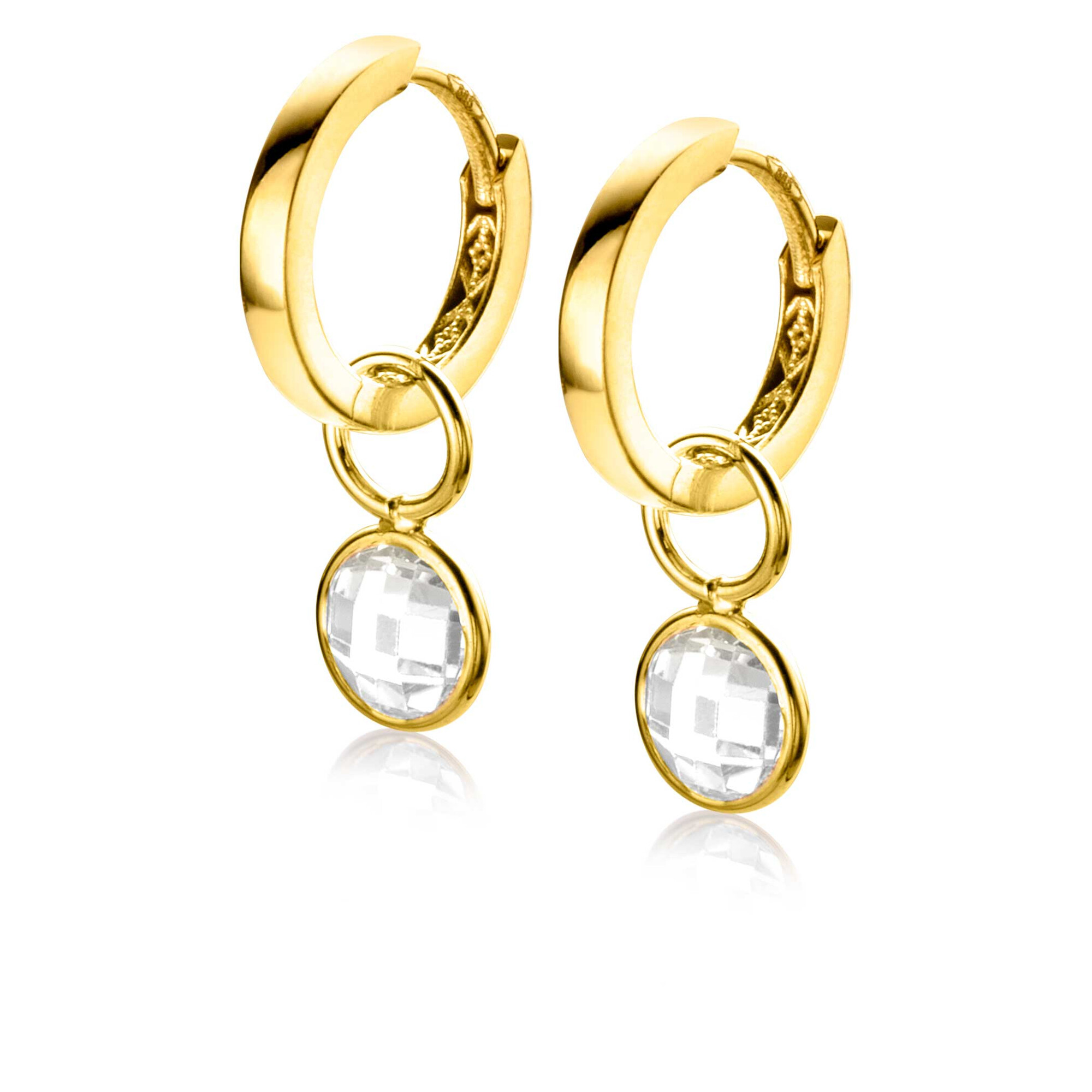 ZINZI GOLD oorbedels rond zirconia 6mm