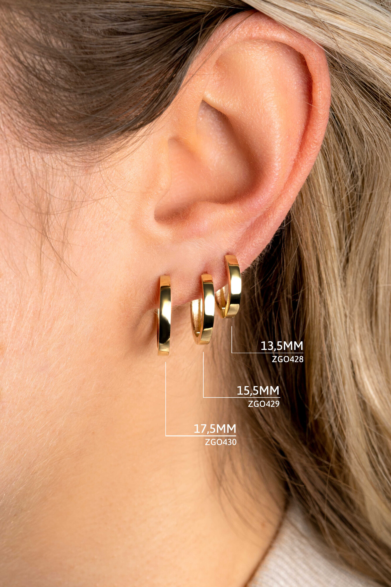 ZINZI GOLD klapcreolen 17,4 x 2,3mm