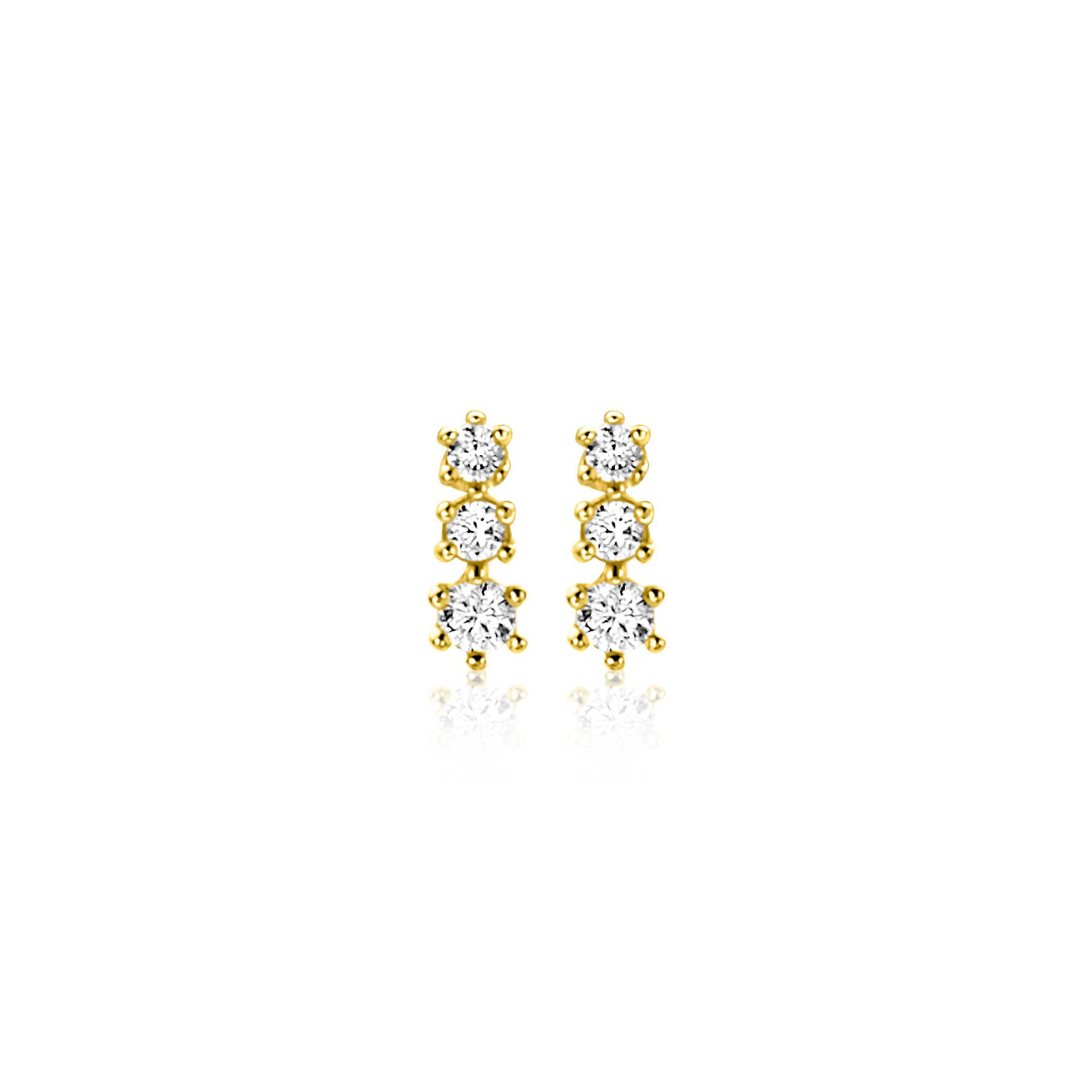 6,5mm ZINZI Gold 14 krt gouden oorstekers bezet met een rij aan witte zirkonia's ZGO543