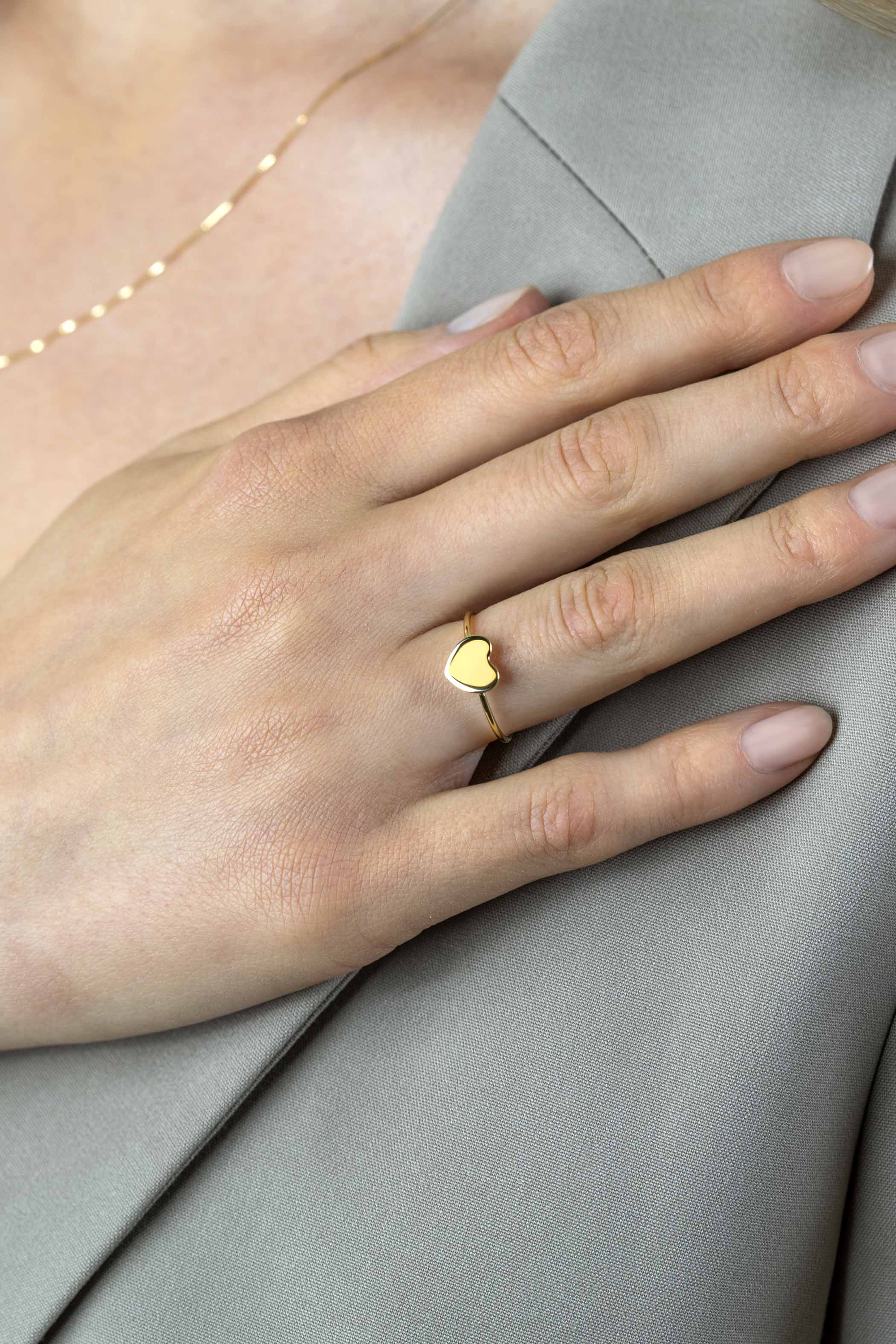 ZINZI Gold 14 karaat gouden ring met glanzend hartje ZGR486
