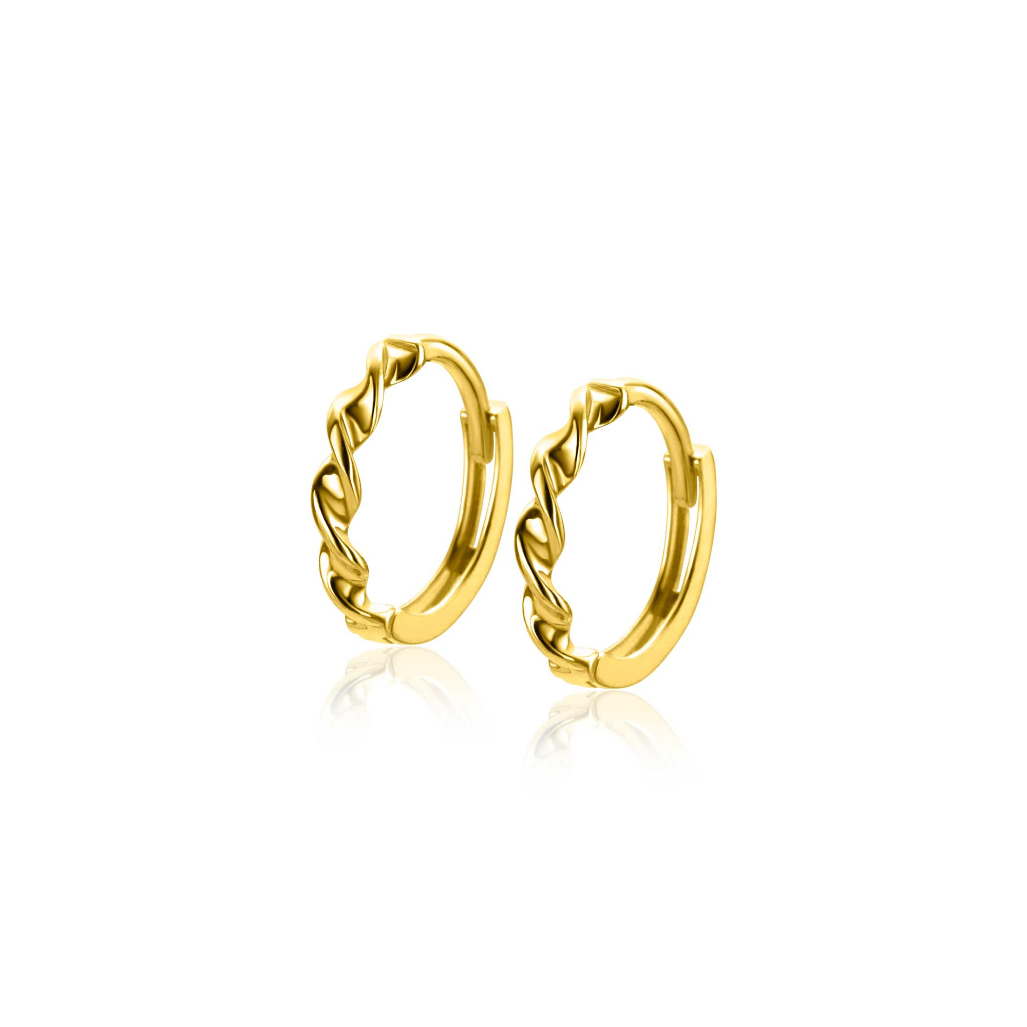 13mm ZINZI Gold 14kt goldene Creolen mit gedrehtem Rohr und luxuriösem Klappverschluss 13x2mm ZGO525