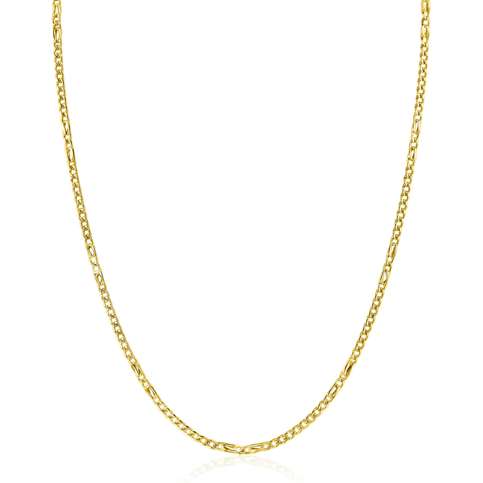 ZINZI Gold 14 Karat massive Gourmetkette mit Falkenaugen-Gliedern, 2mm breit, 41-43cm lang ZGC498
