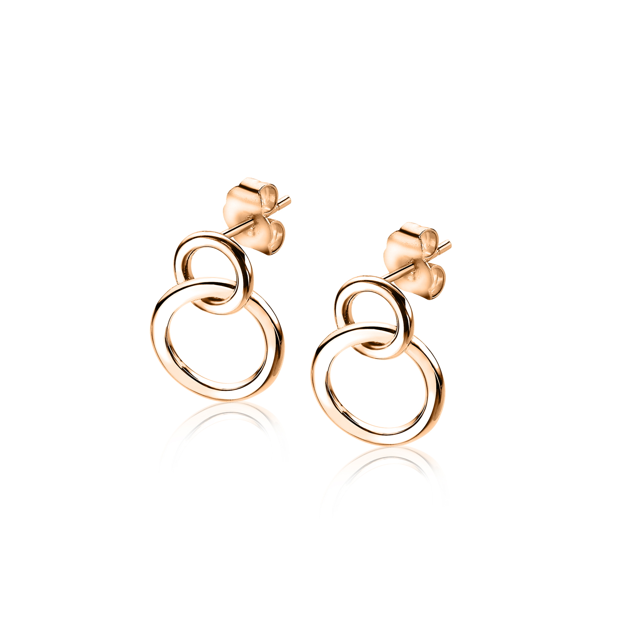 ZINZI silberne Ohrstecker rosévergoldet 2 runde Formen ineinander ZIO1278R