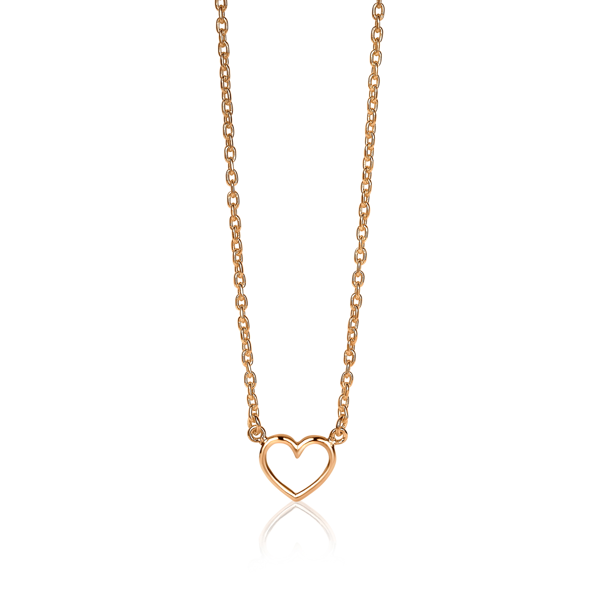 ZINZI Rose Gold Plated Sterling Silver Necklace Open Heart ZIC1420R