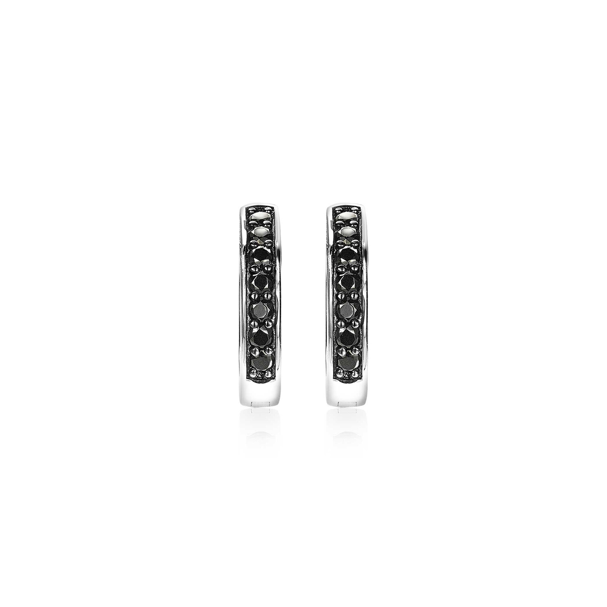 Zinzi silberne Kreolen 15 x 3mm schwarz ZIO191B