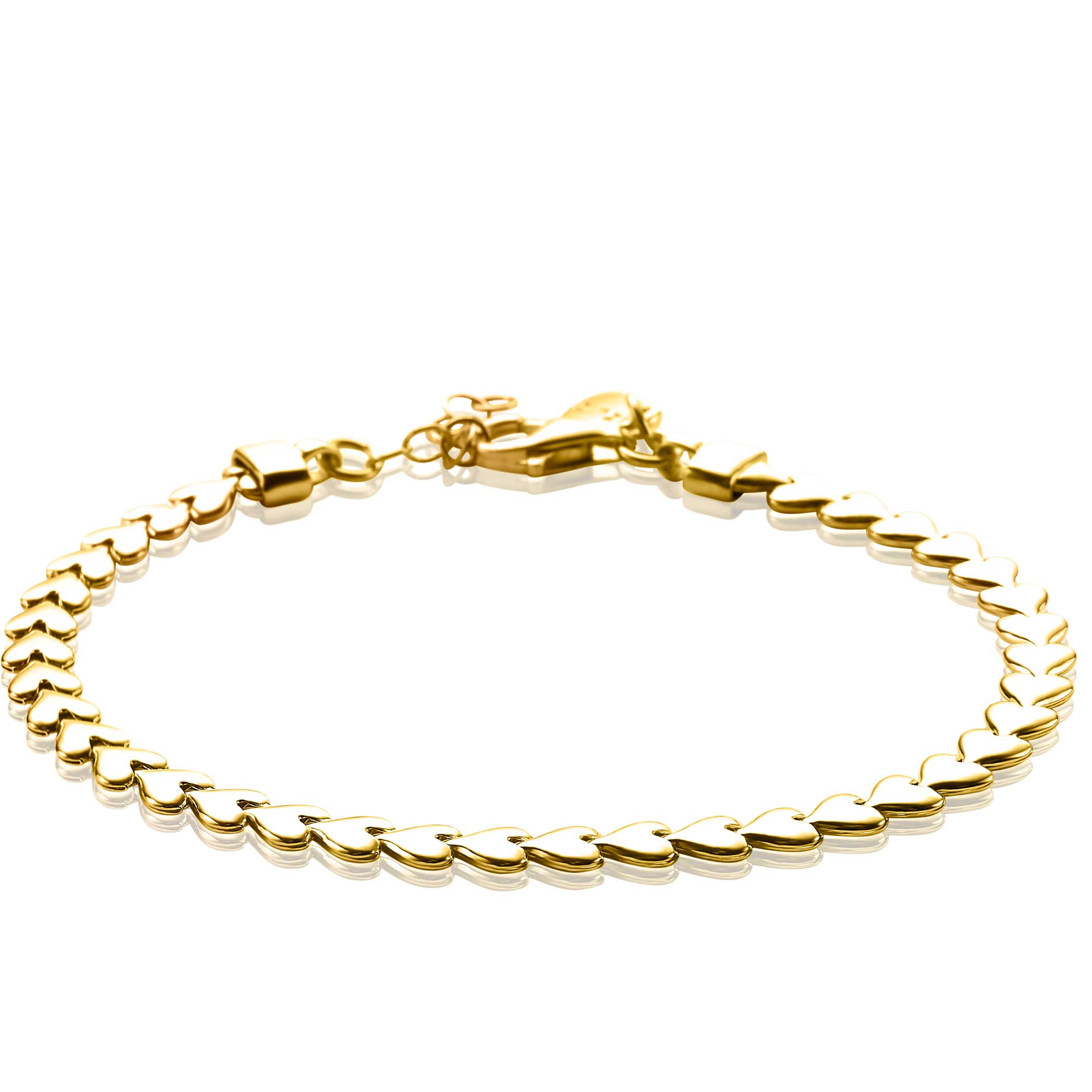 ZINZI silbernes Armband gelb vergoldet Herzen 4,5mm breit ZIA1798G