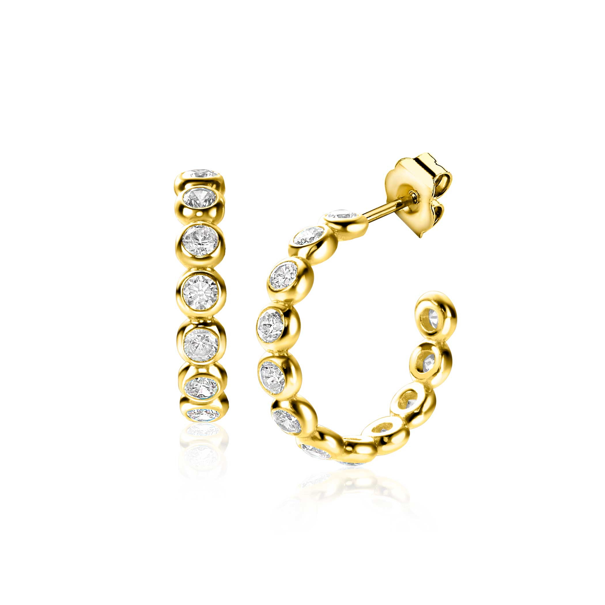 ZINZI zlv. oorst.gg.verg.met ronde zirconia's 21x4mm