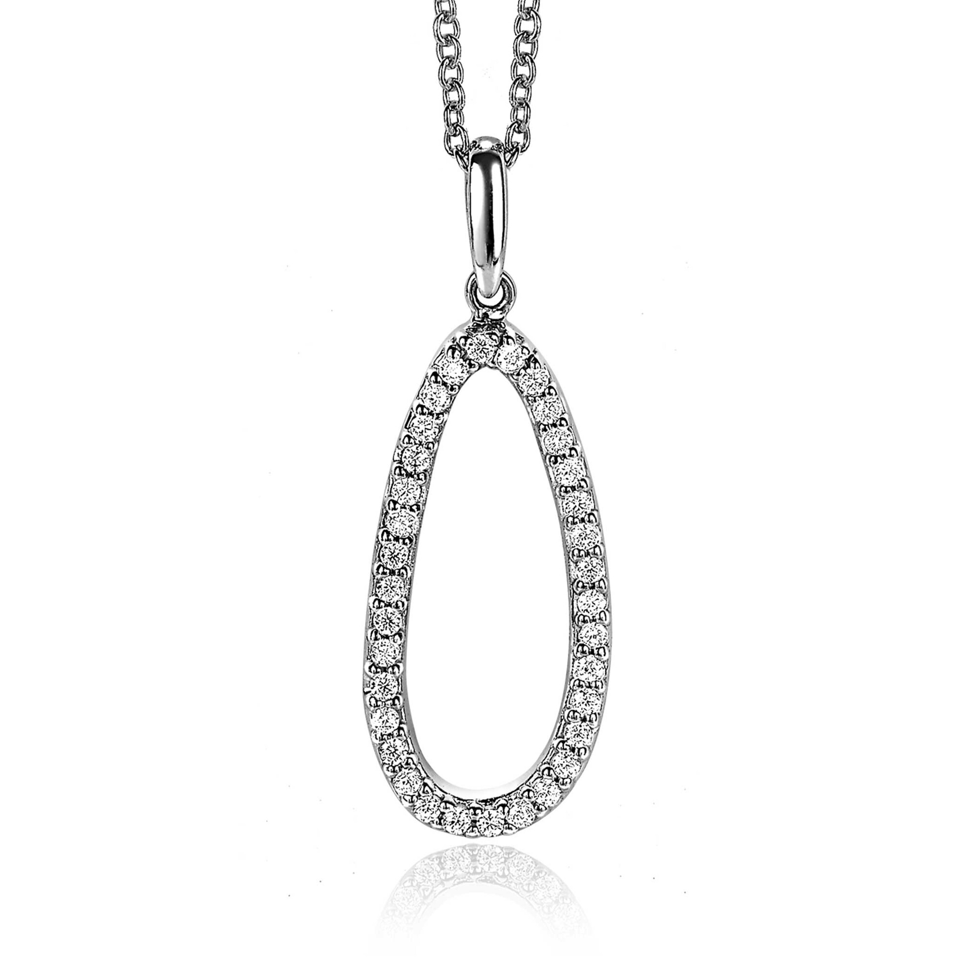 ZINZI silberner Anhänger 33mm ovale Form mit weißen Zirkonias ZIH2038