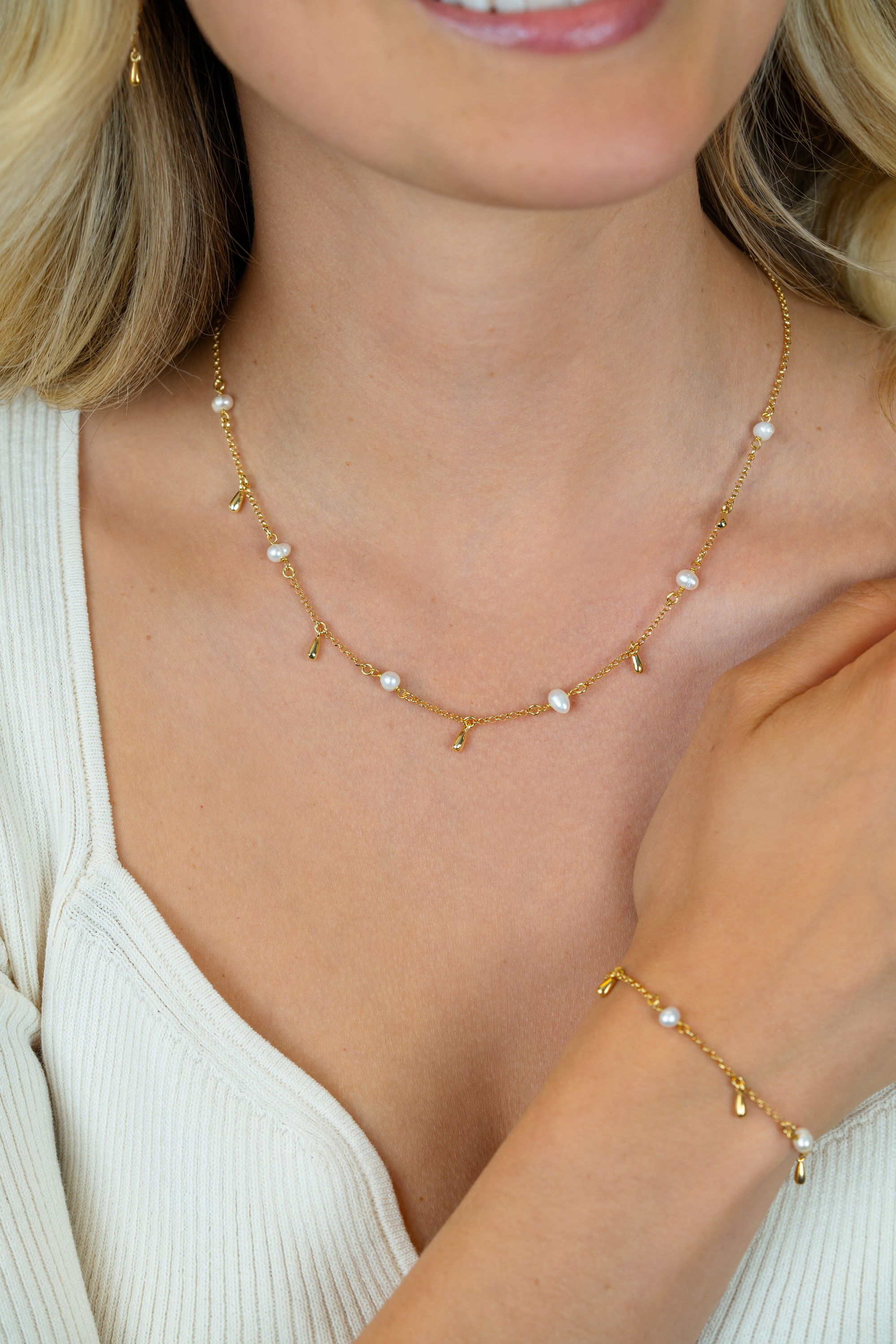 ZINZI zlv.collier gg.verg.met parels en pegeltjes 42/45