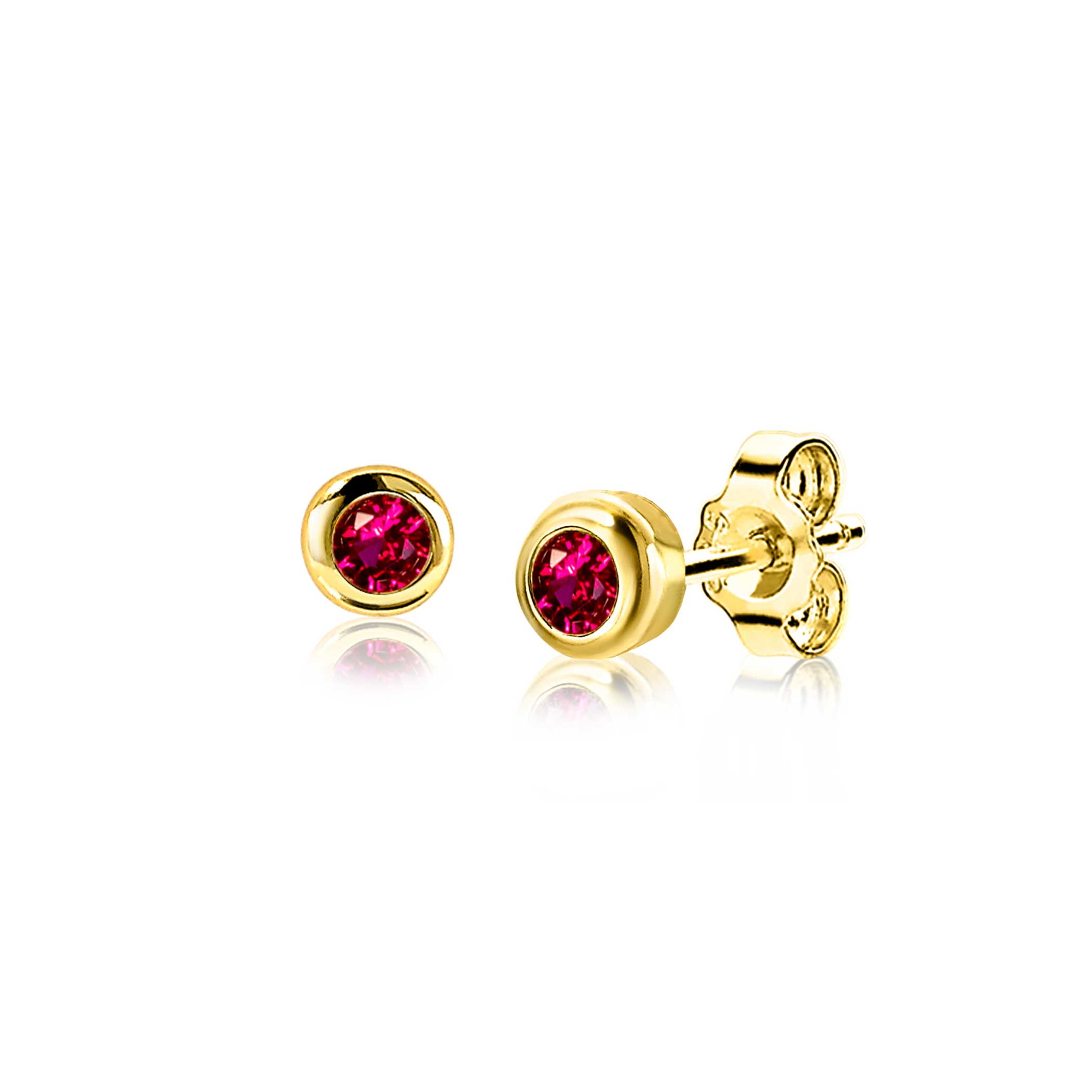 ZINZI zlv. oorknopjes gg.verg.birthstones robijn cz
