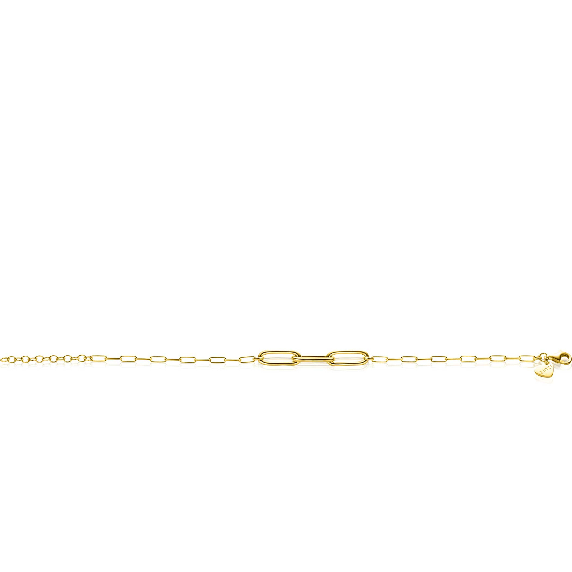 ZINZI zlv. armband gg.verg. paperclip schakels