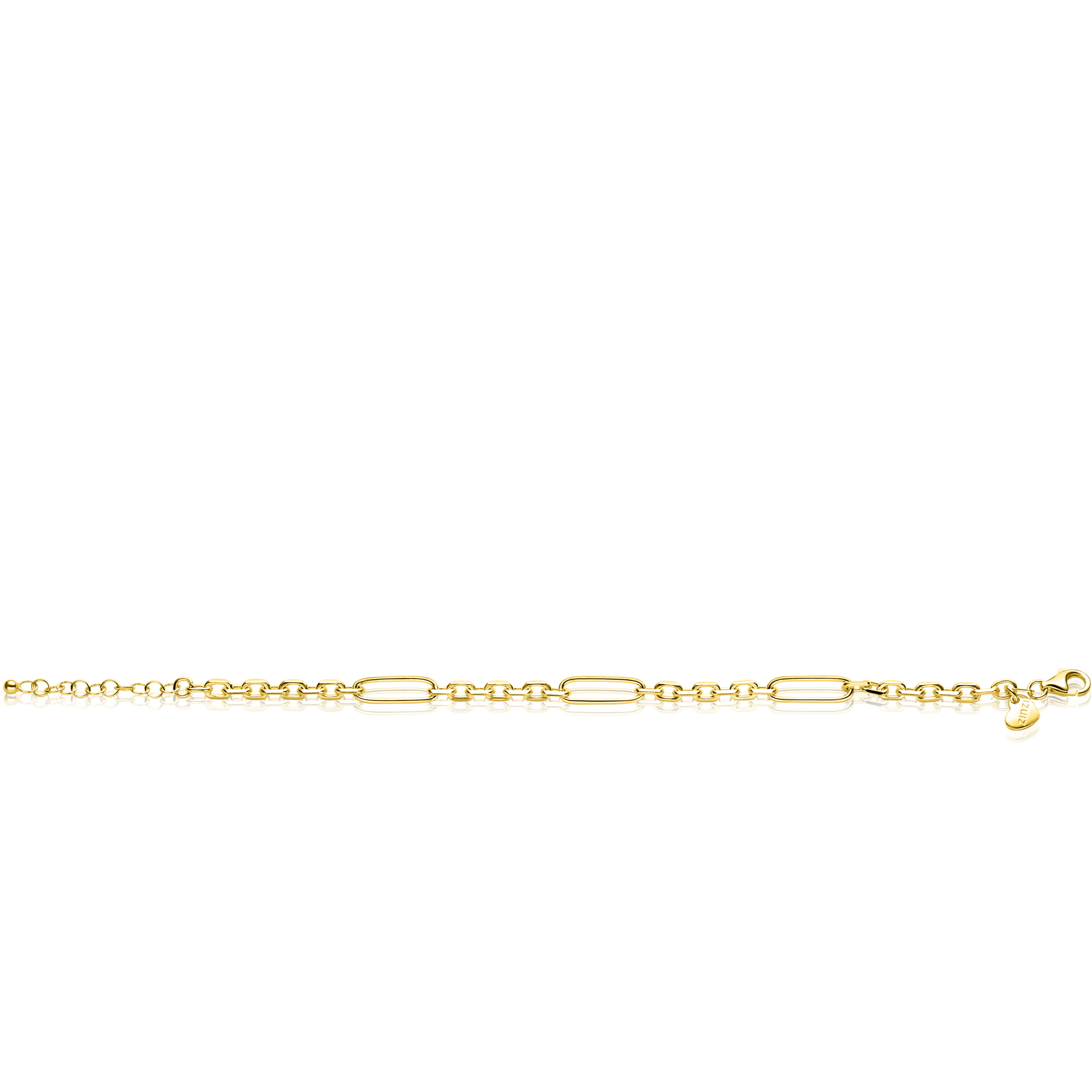 ZINZI zlv. armband gg.verg.schakels en paperclip
