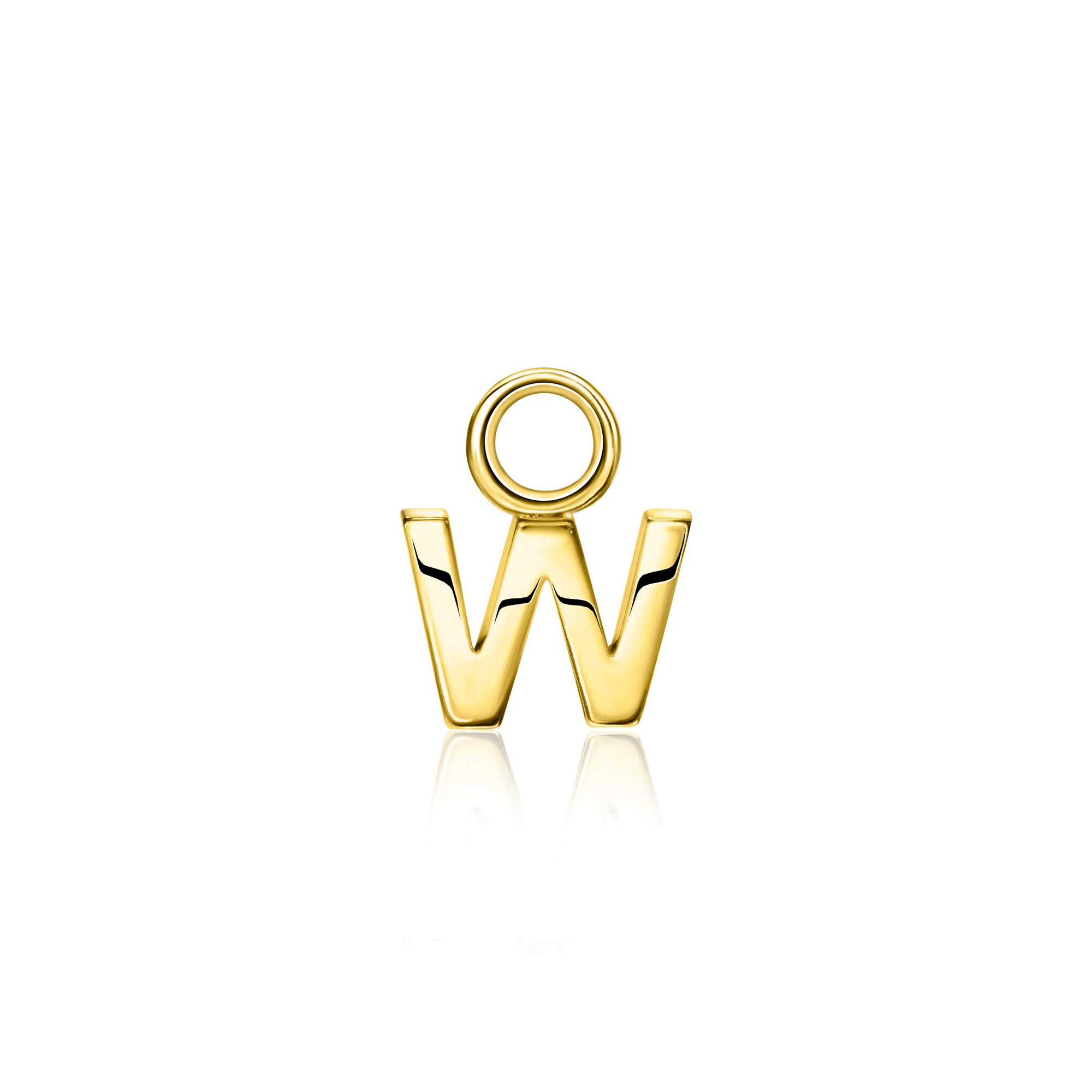 ZINZI Gold Plated Letter Earrings Pendant W price per piece ZICH2145W (excl. hoop earrings)