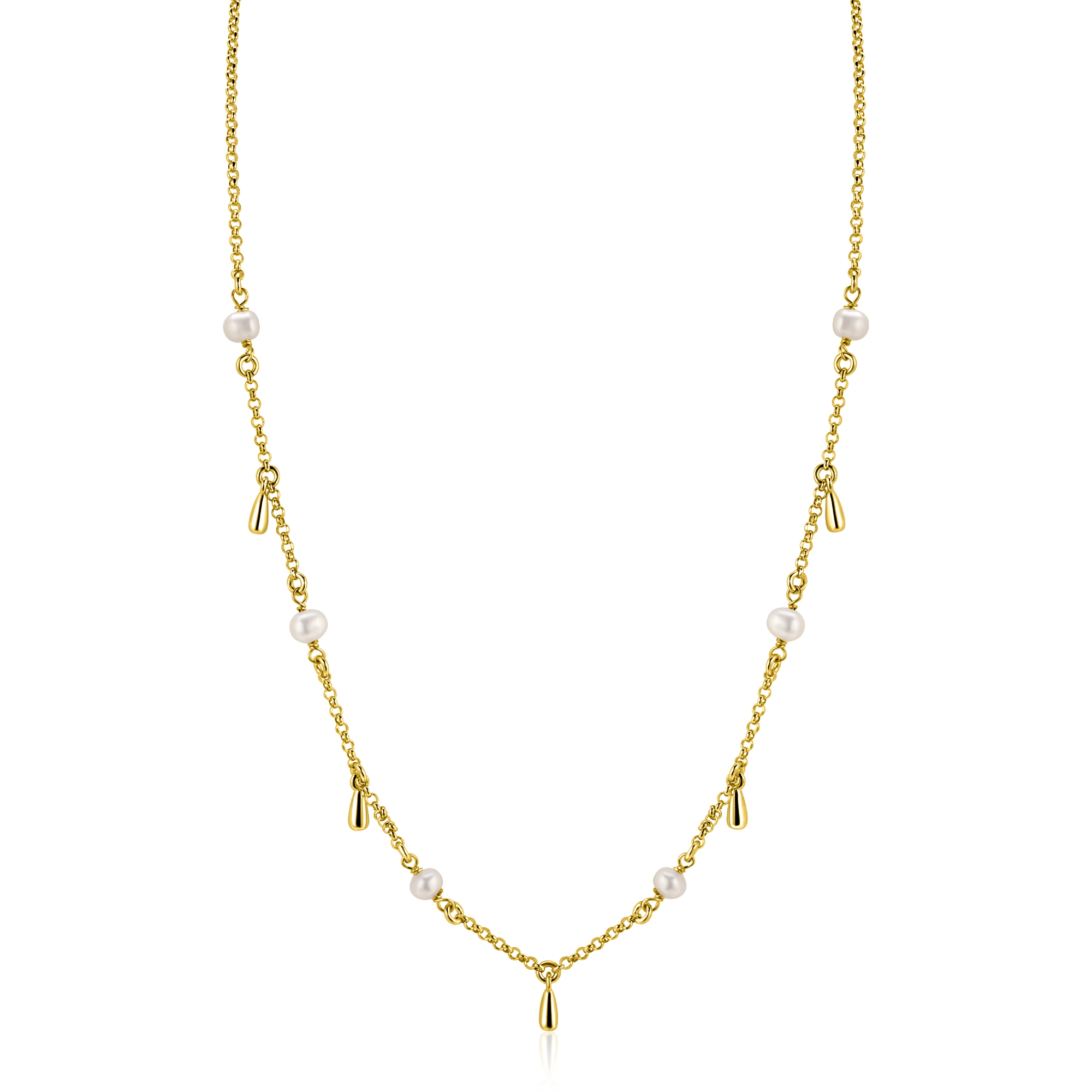 ZINZI zlv.collier gg.verg.met parels en pegeltjes 42/45