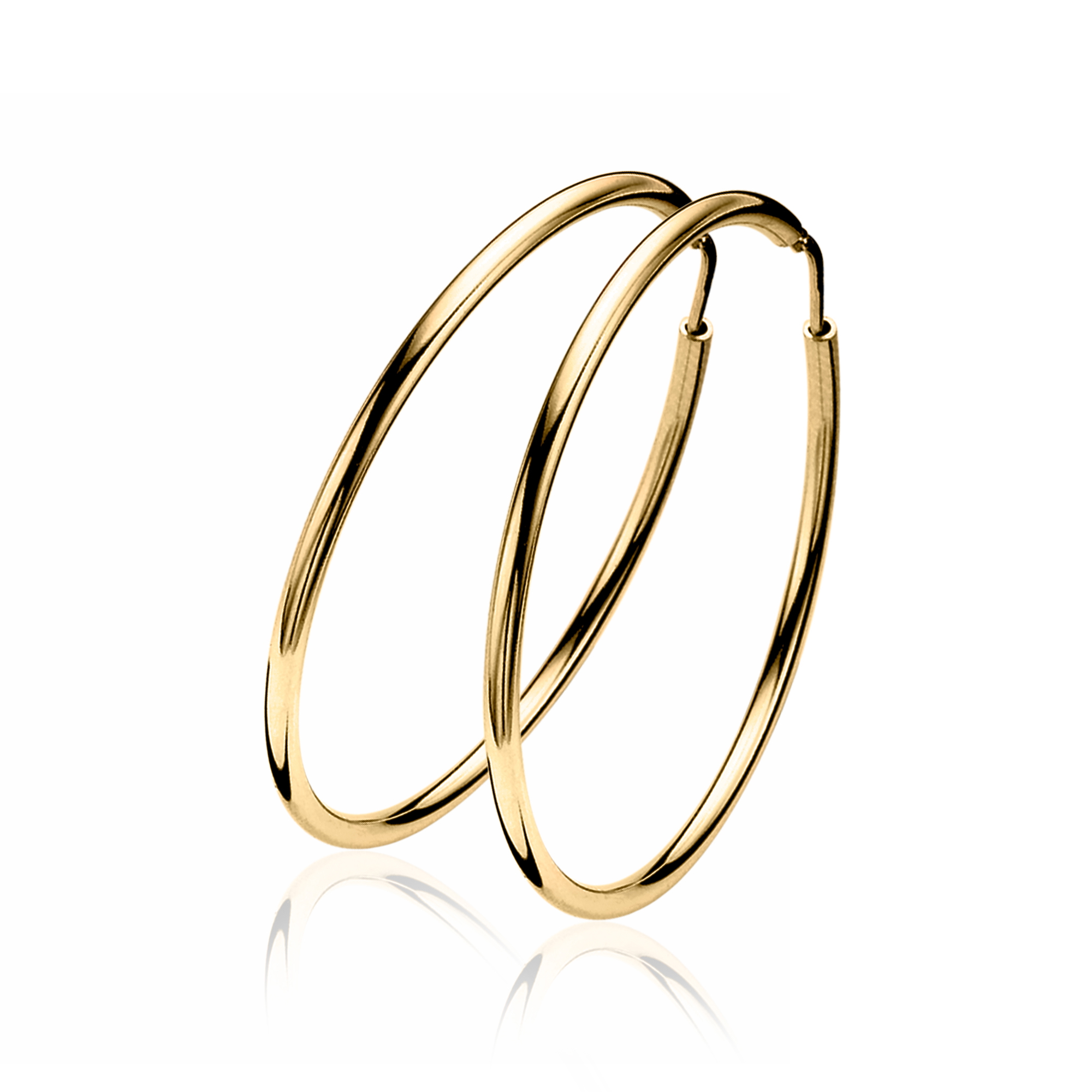 35mm ZINZI Gold Plated Sterling Silver Hoop Earrings 35x2mm ZIO435G