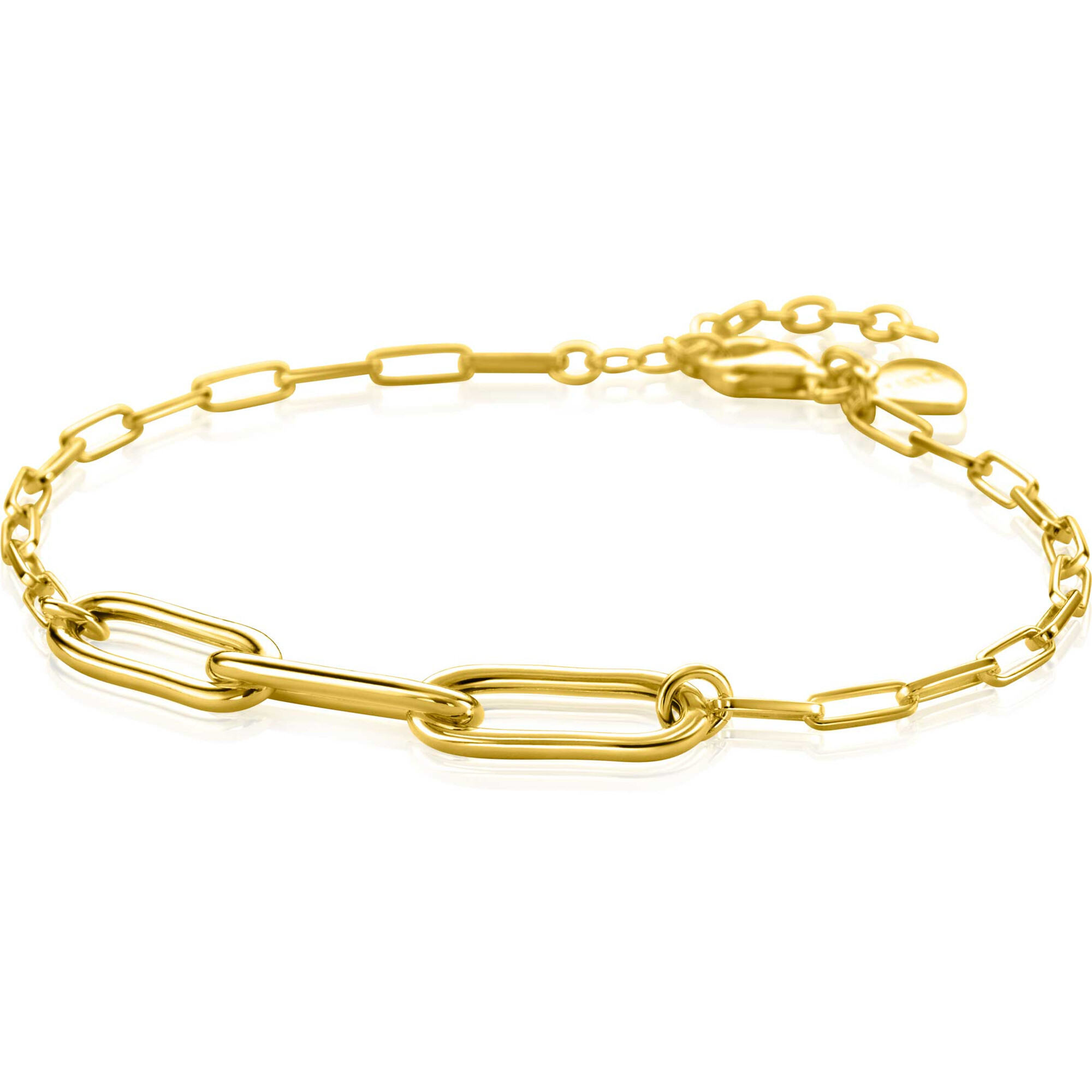 ZINZI zlv. armband gg.verg. paperclip schakels