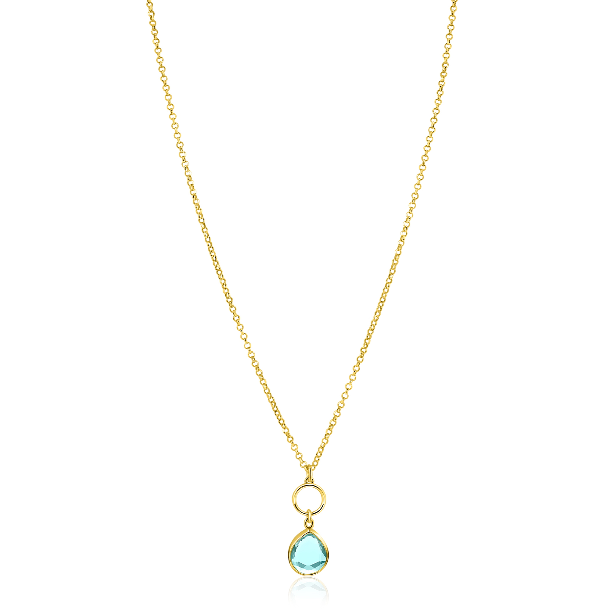 ZINZI zlv. collier gg.verg. turq. peer en rondje