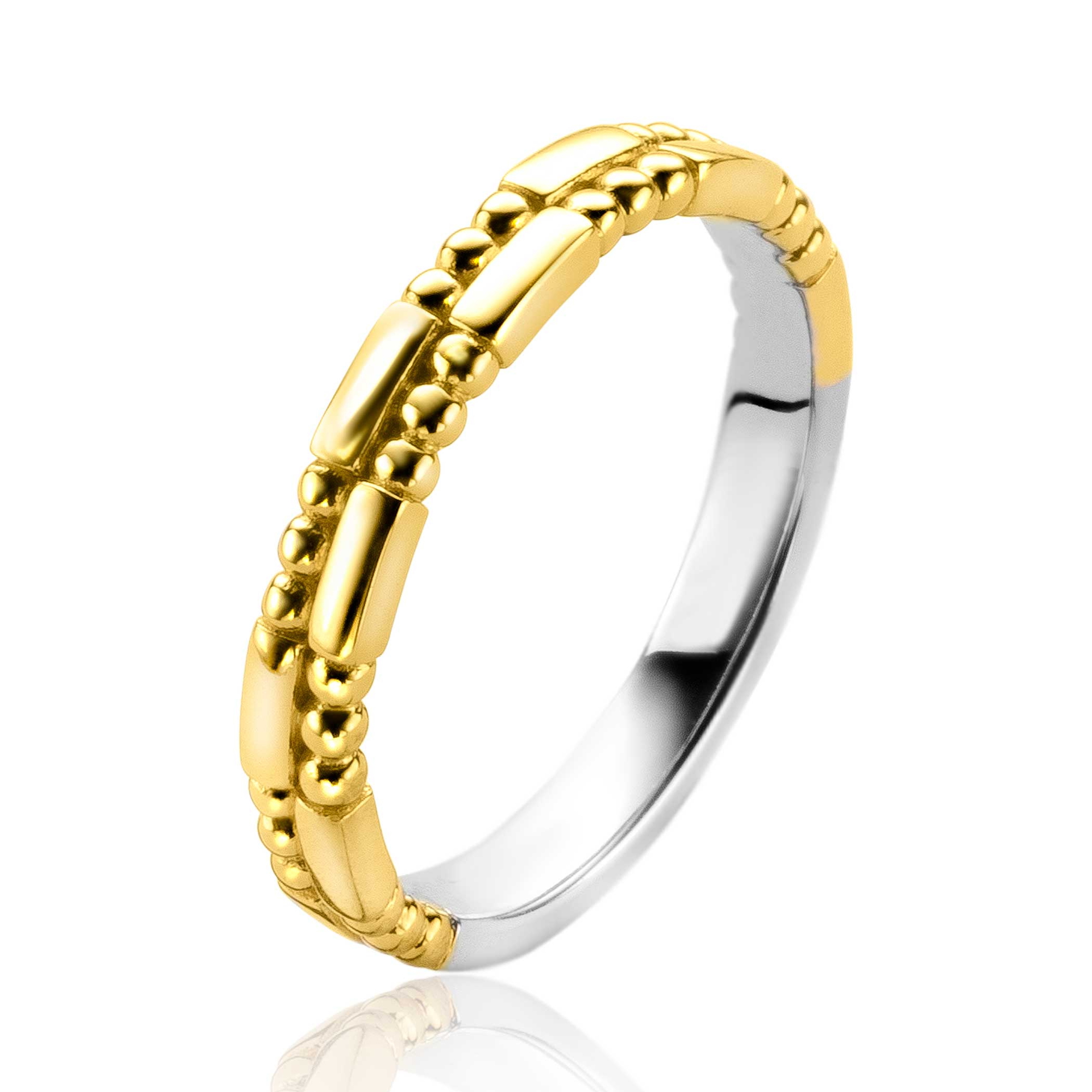 ZINZI silberner Ring extra 14K gelb vergoldet Stab und Kugeln ZIR2250