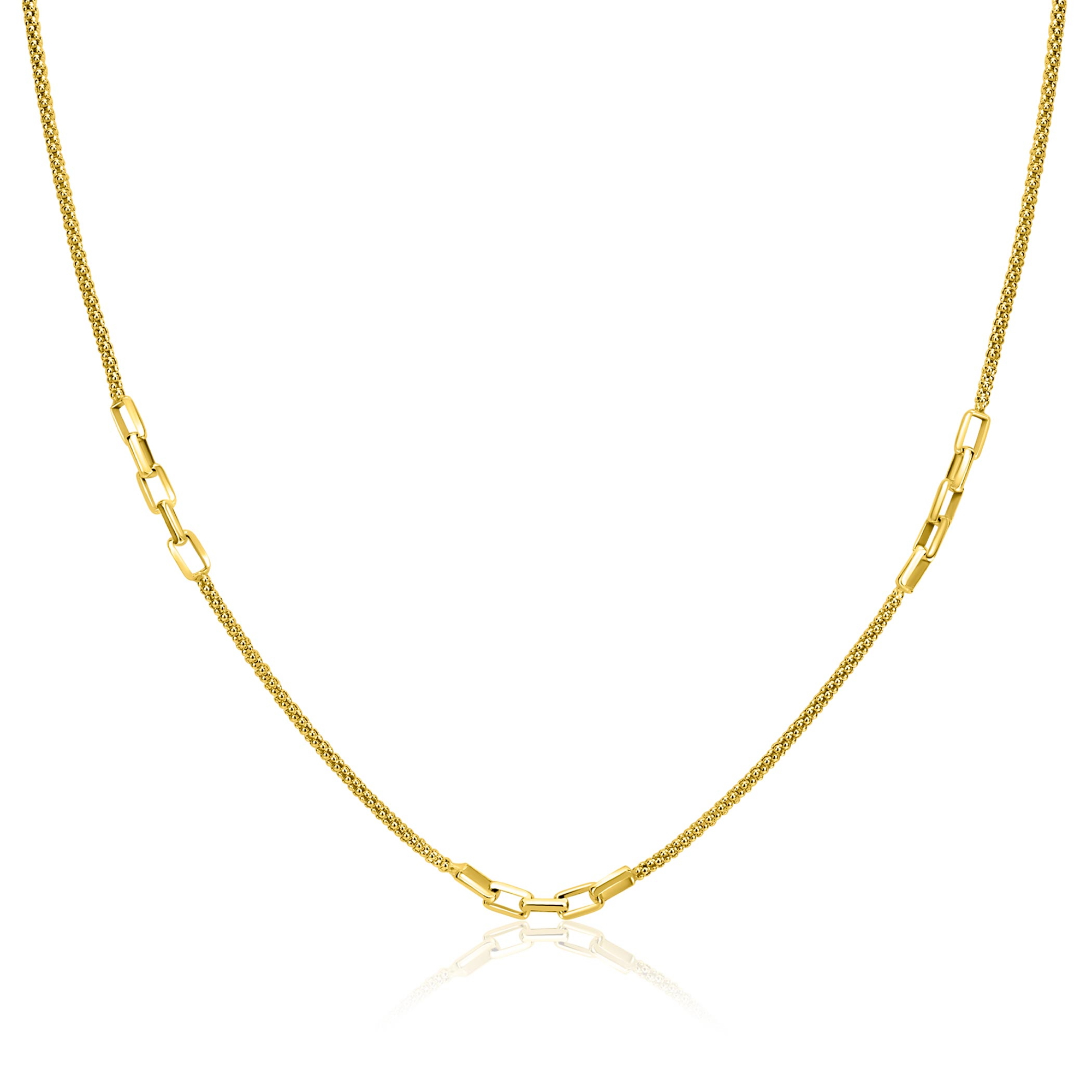 ZINZI zlv. collier gg.verg. popcorn en schakels 45/48