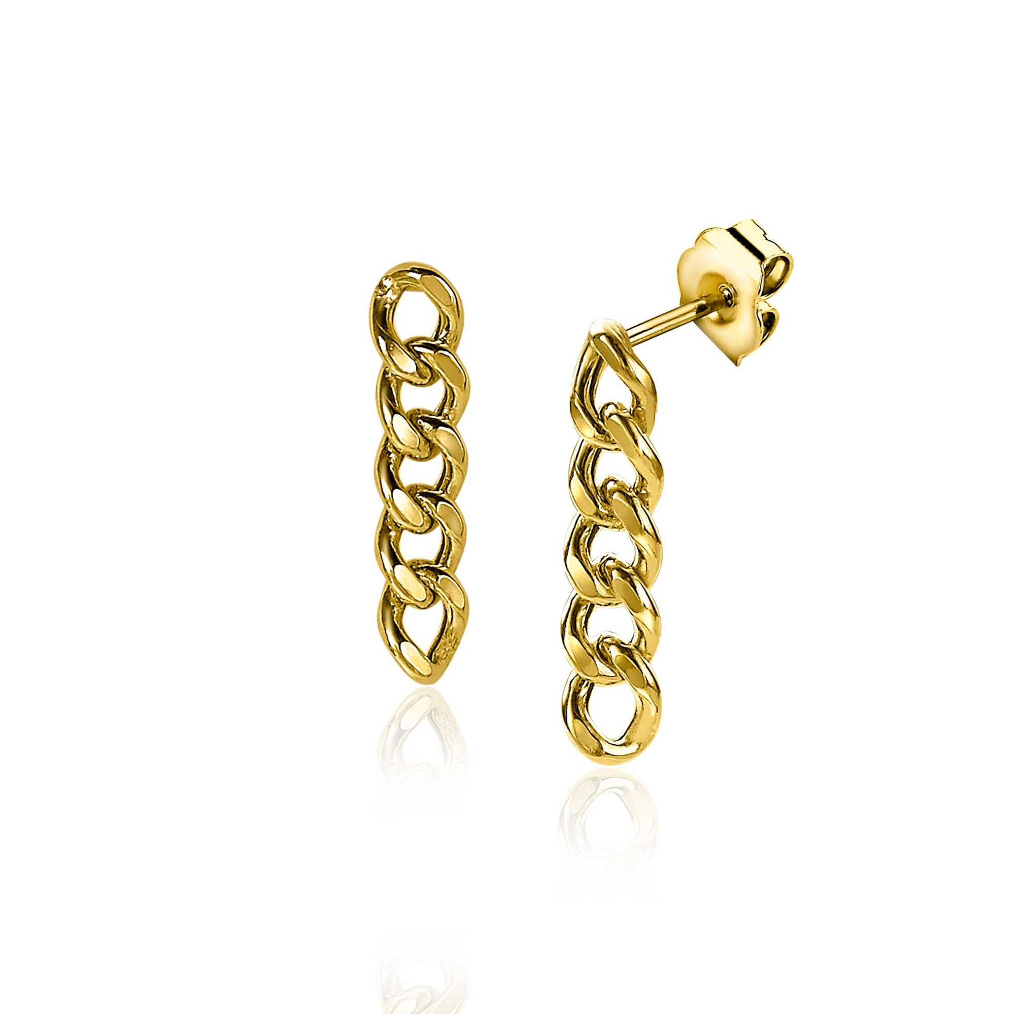 ZINZI silberne Ohrhänger 14K gelb vergoldet 20mm Gourmet Glieder ZIO2185G