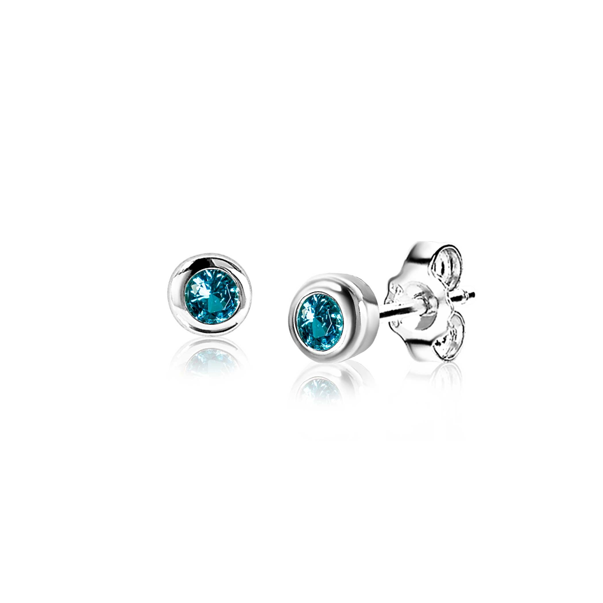 ZINZI zlv. oorkn.birthstones aquamarijn cz