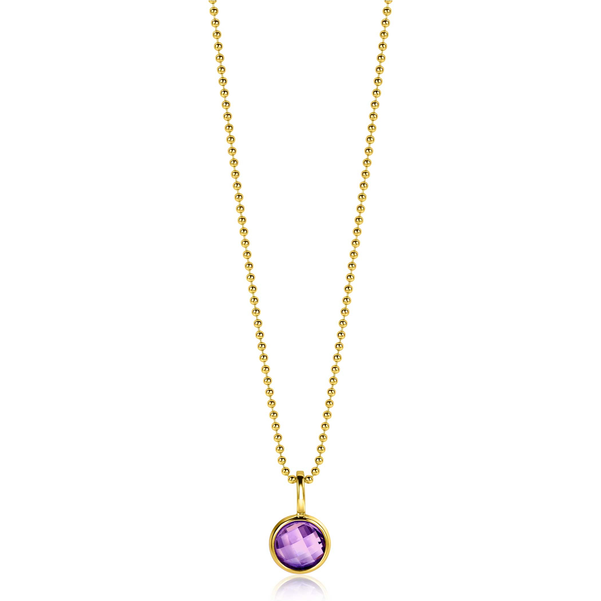 FEBRUARI hanger 8mm gold plated geboortesteen paars amethist zirconia (zonder collier)
