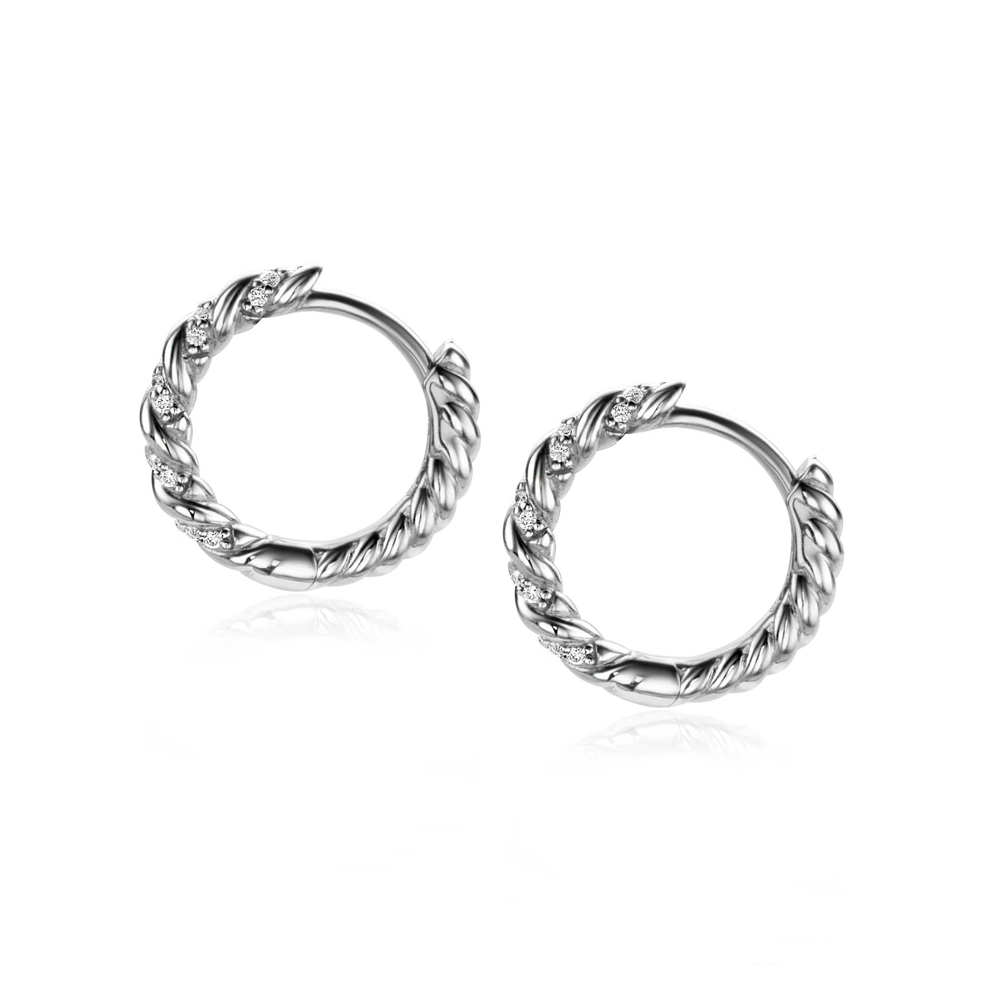 ZINZI zlv. klapcreolen gedraaid met zirc.16x2.5mm