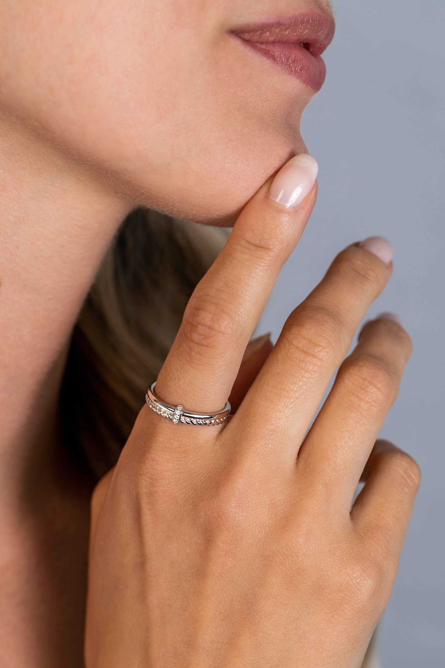 ZINZI zlv. ring 2 banen gedraaid/glad en zirc. mt.62