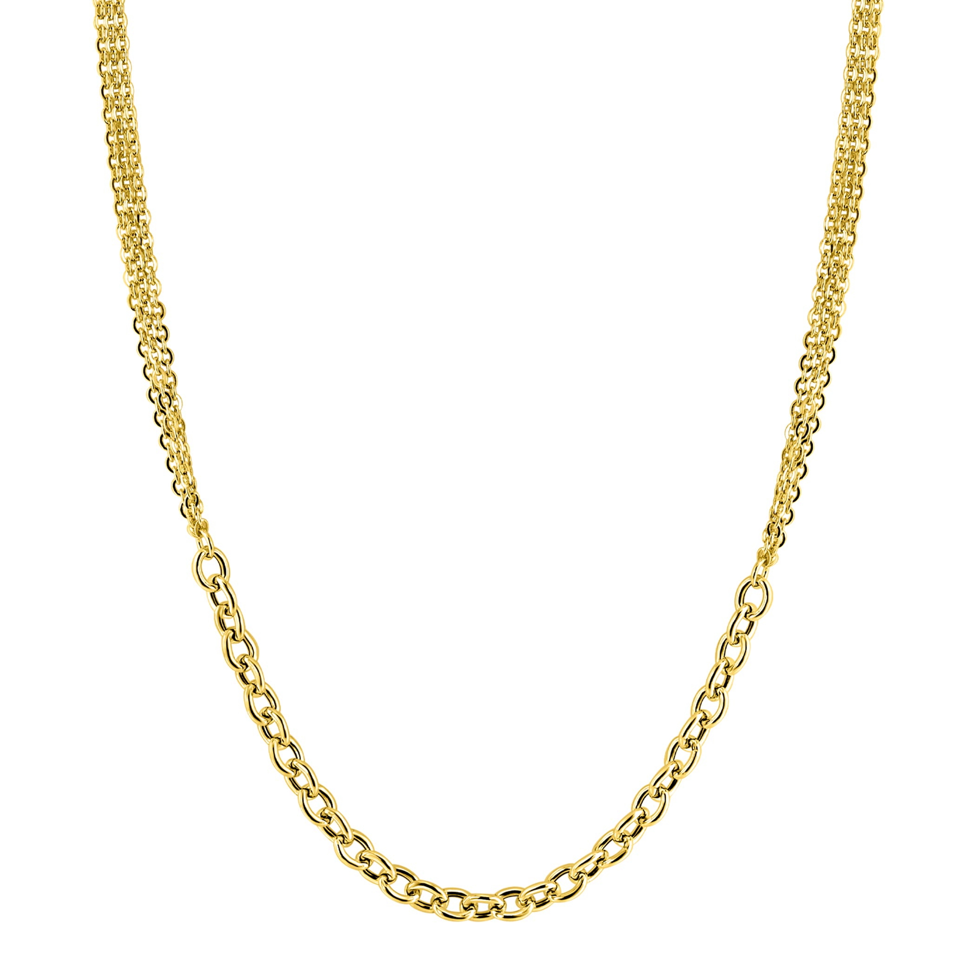 ZINZI zlv. collier gg.verg. multi look ovale schakels
