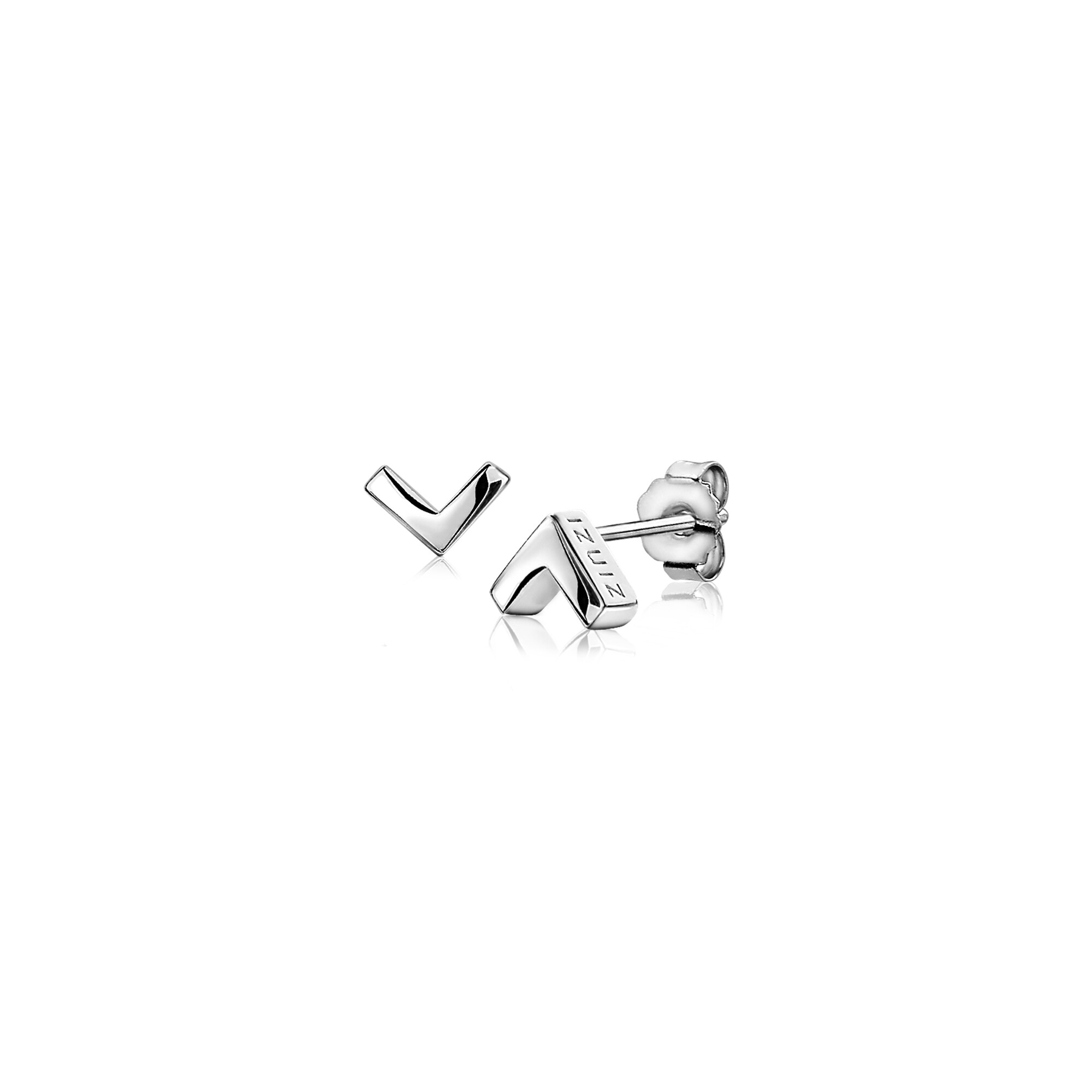 ZINZI zilveren oorknoppen glad V-vorm 7mm ZIO1380