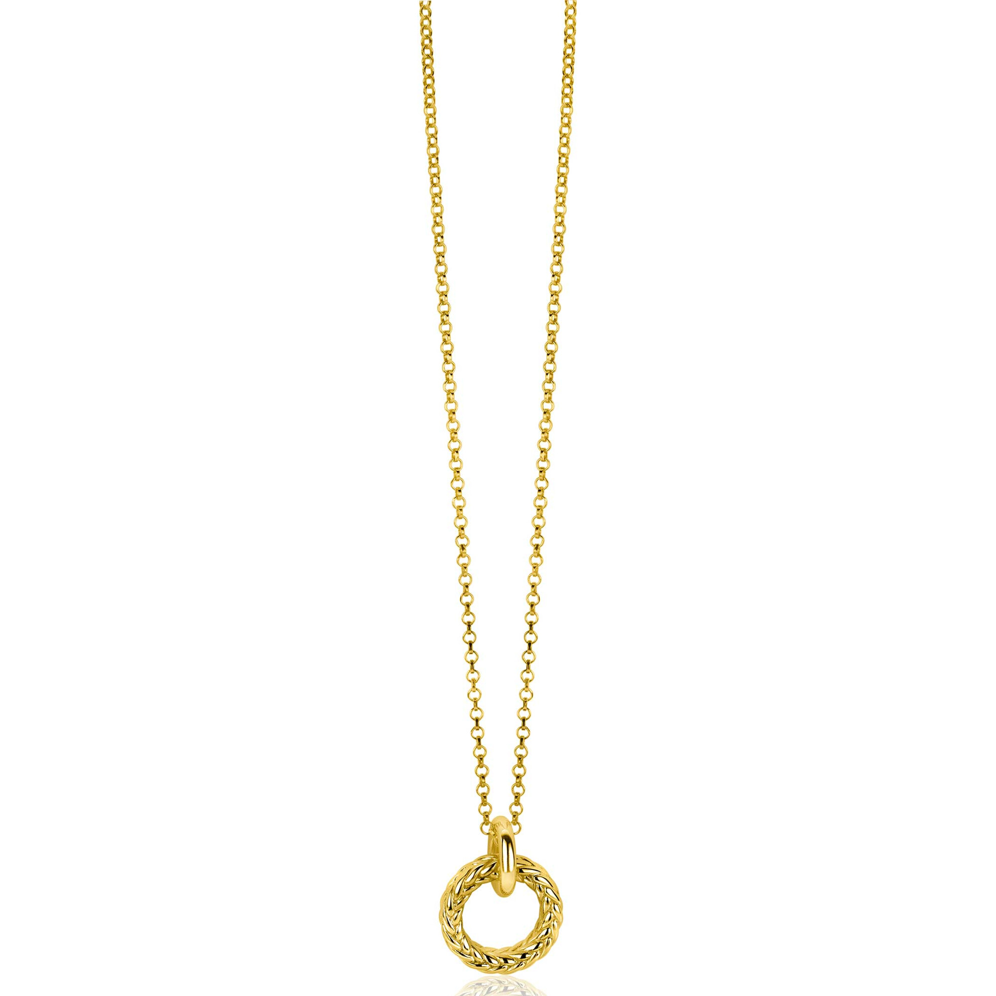 ZINZI Silberanhänger 14K gelbgold vergoldet rund mit Seileffekt 19mm ZIH2246G