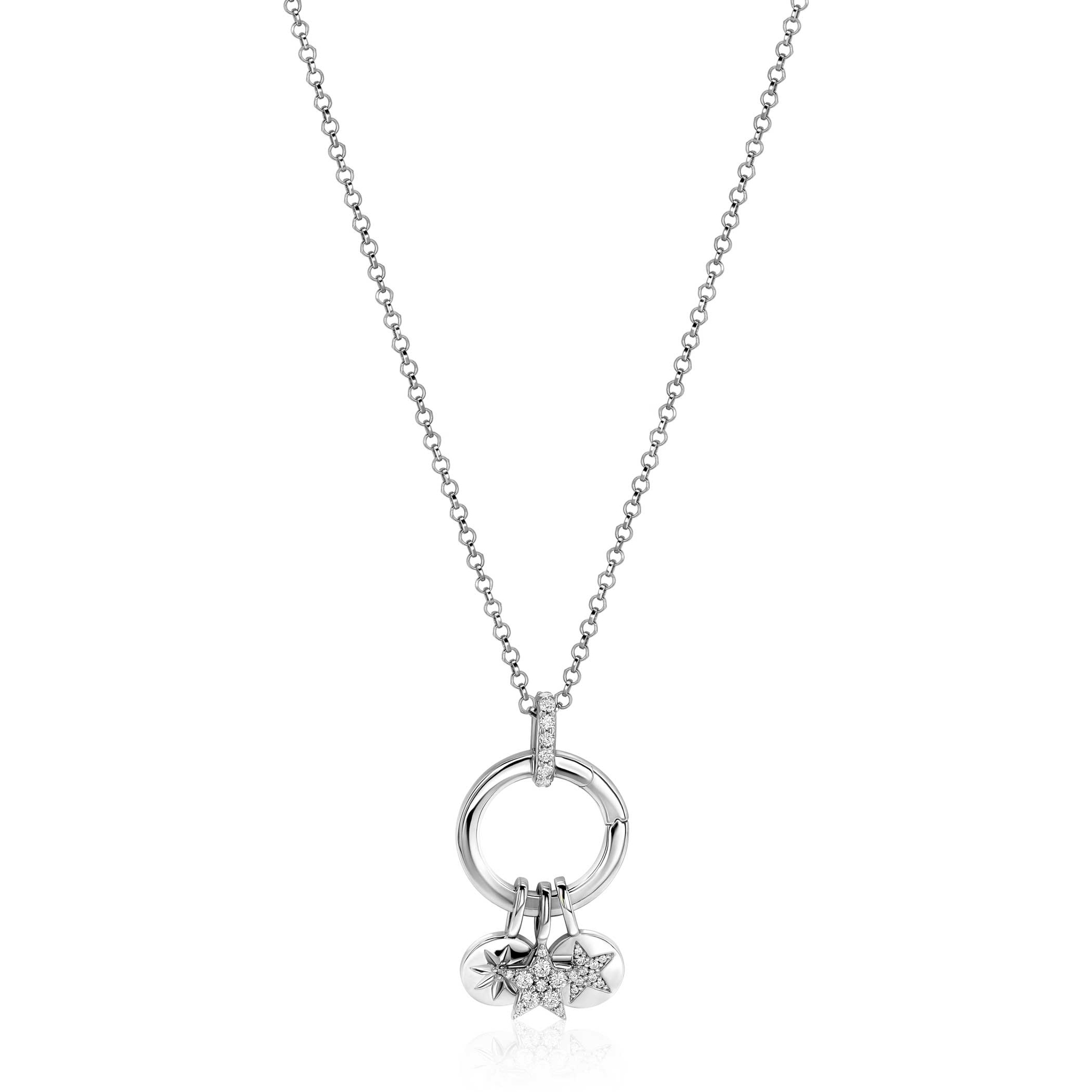 17mm ZINZI Sterling Silver Round Pendant White ZIH2060