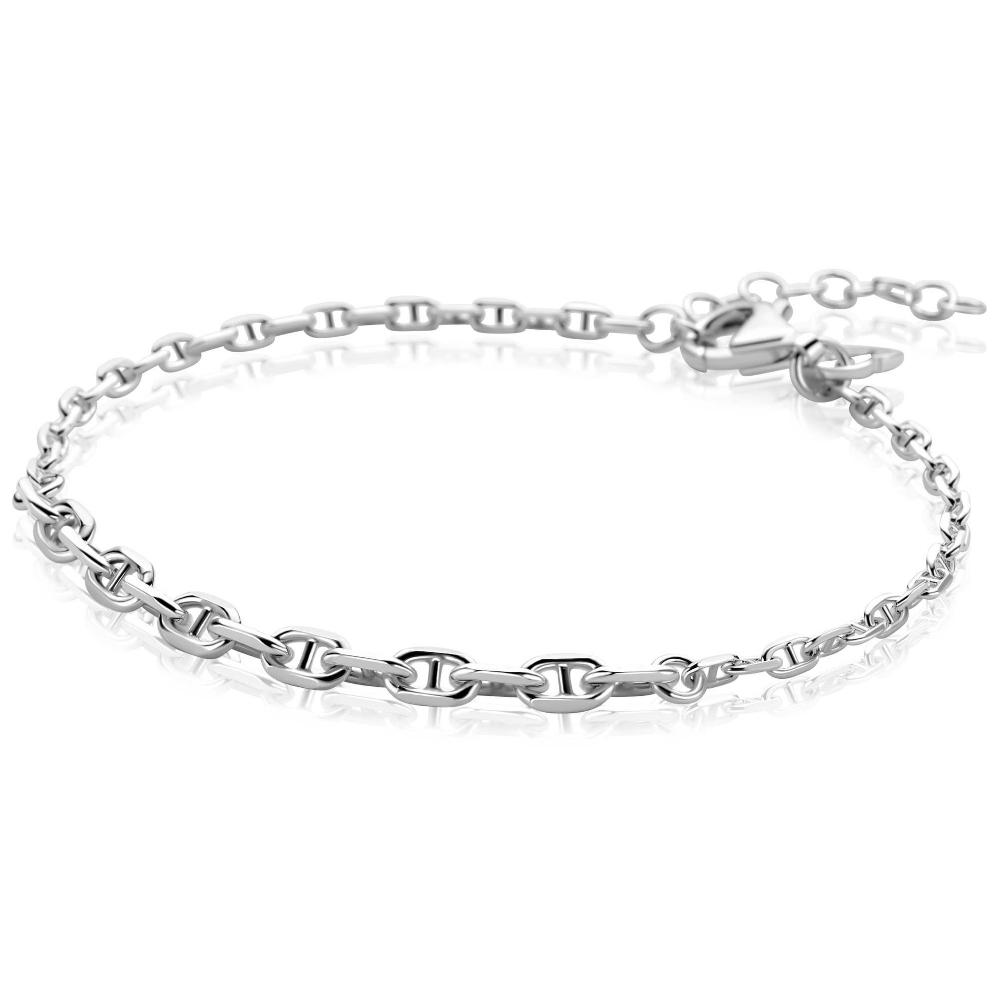 ZINZI zlv. armband marine schakels aflopend