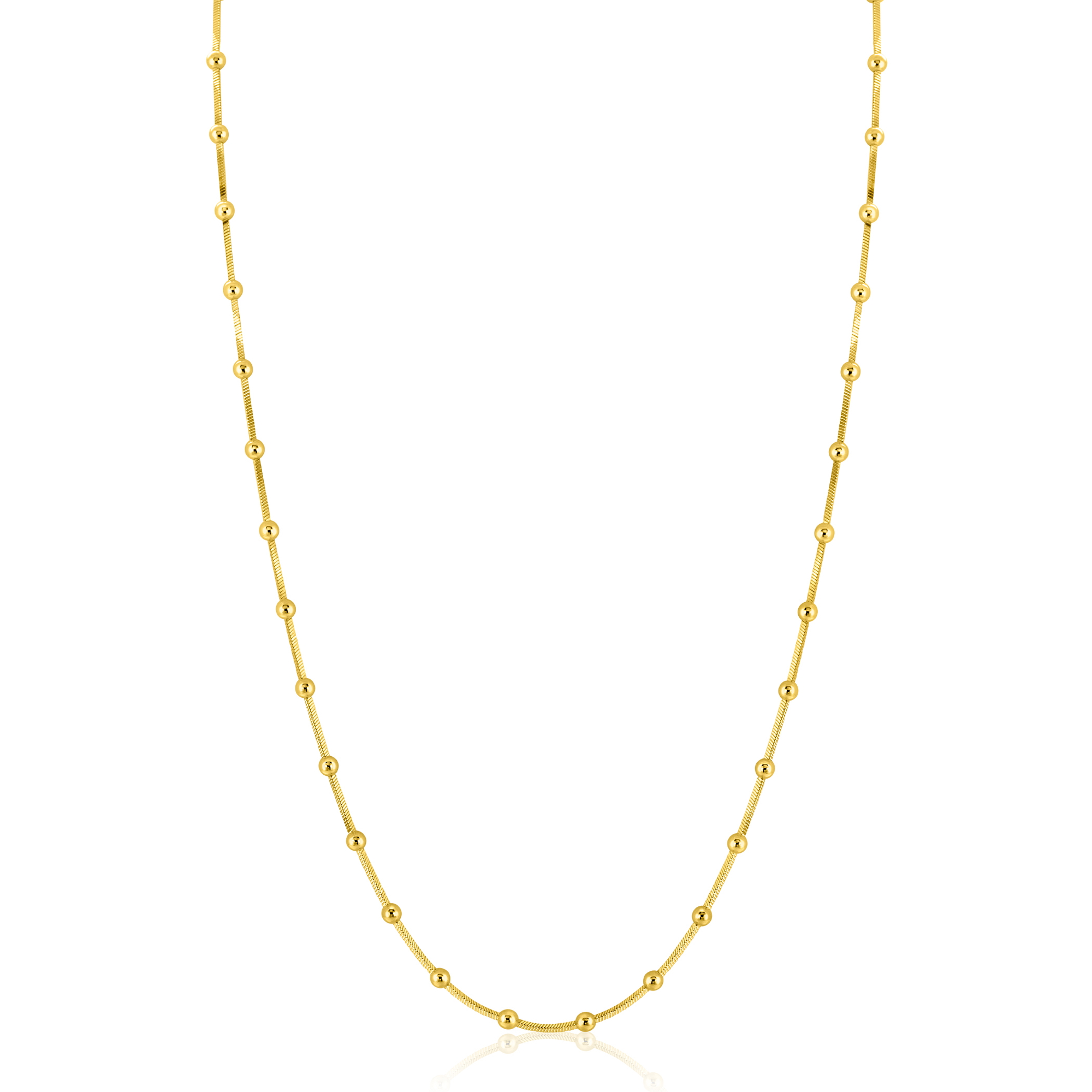 ZINZI gold plated zilveren slangen-ketting met vierkant geslepen schakels en 40 verfijnde glanzende bolletjes (2,5mm breed) 43-45cm ZIC2471G