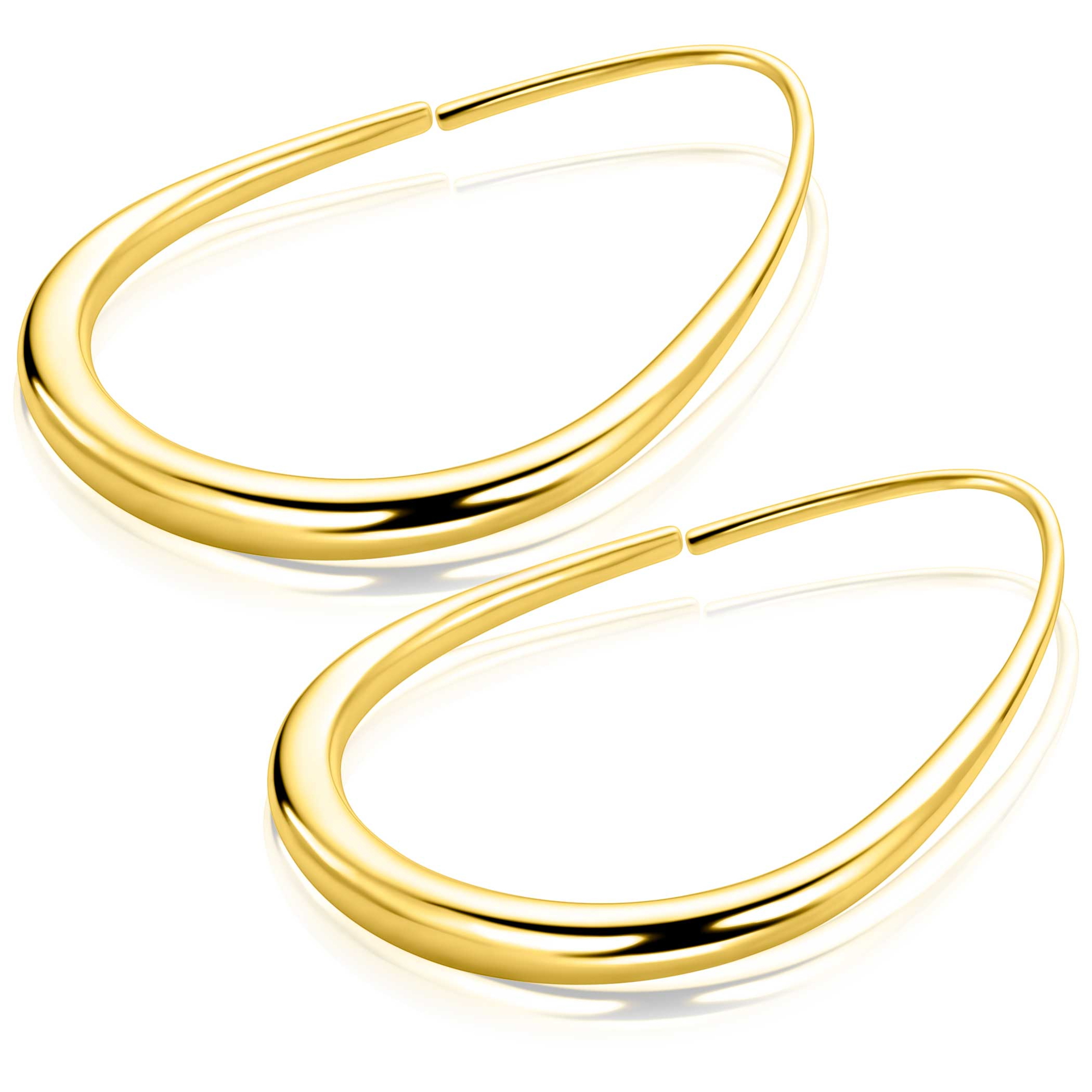39mm ZINZI gold plated zilveren druppelvormige extra grote oorringen gladde buis 3,5mm ZIO-BF149G
