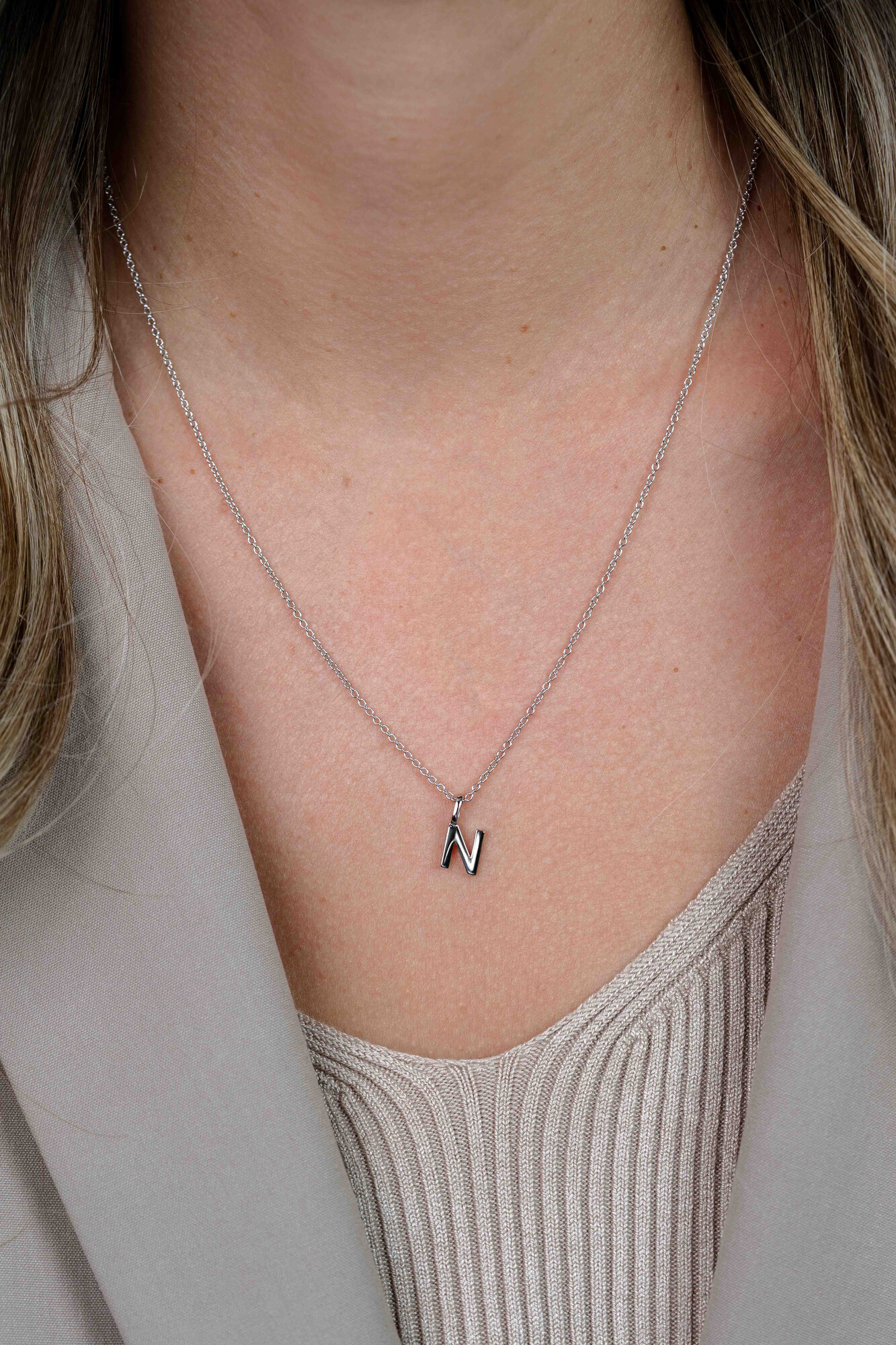 ZINZI Sterling Silver Letter Pendant N ZIH2140N