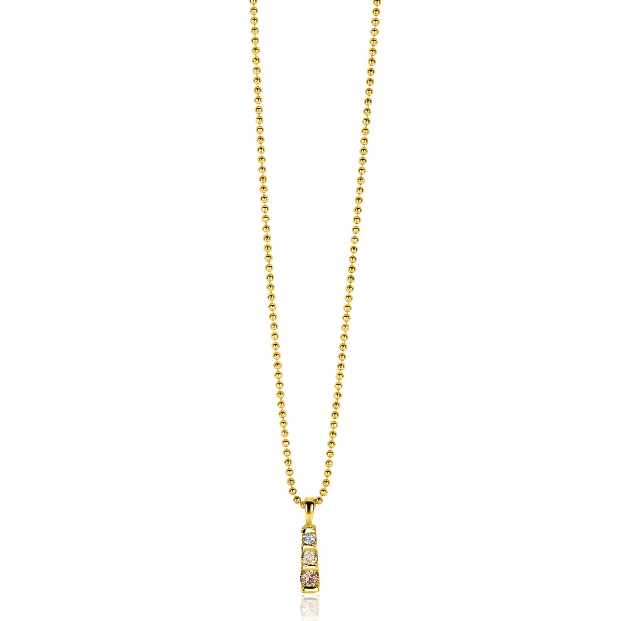 15mm ZINZI gold plated silver pendant set with champagne, peridot and white zirconias ZIH2612 (without necklace)