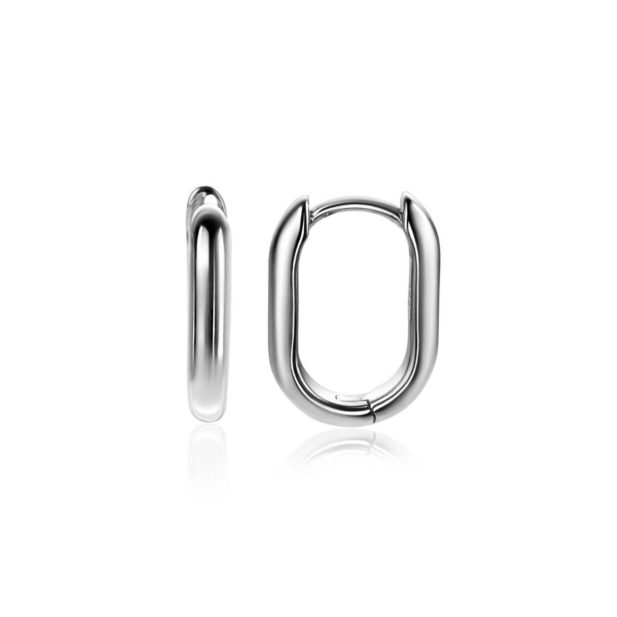 15,5mm ZINZI Silber Creolen in ovaler Form mit runder Röhre 3mm breit ZIO2604