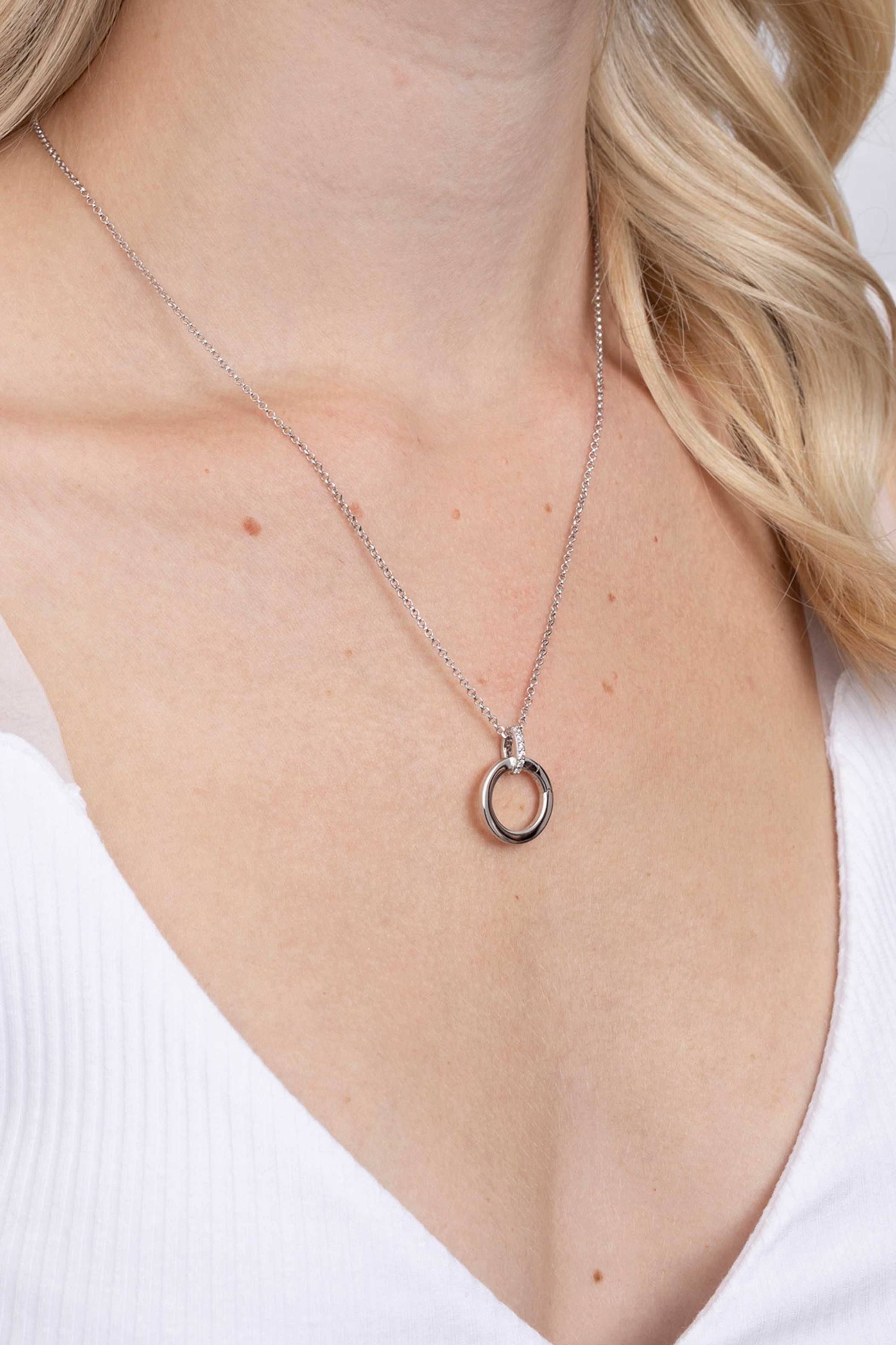 17mm ZINZI Sterling Silver Round Pendant White ZIH2060