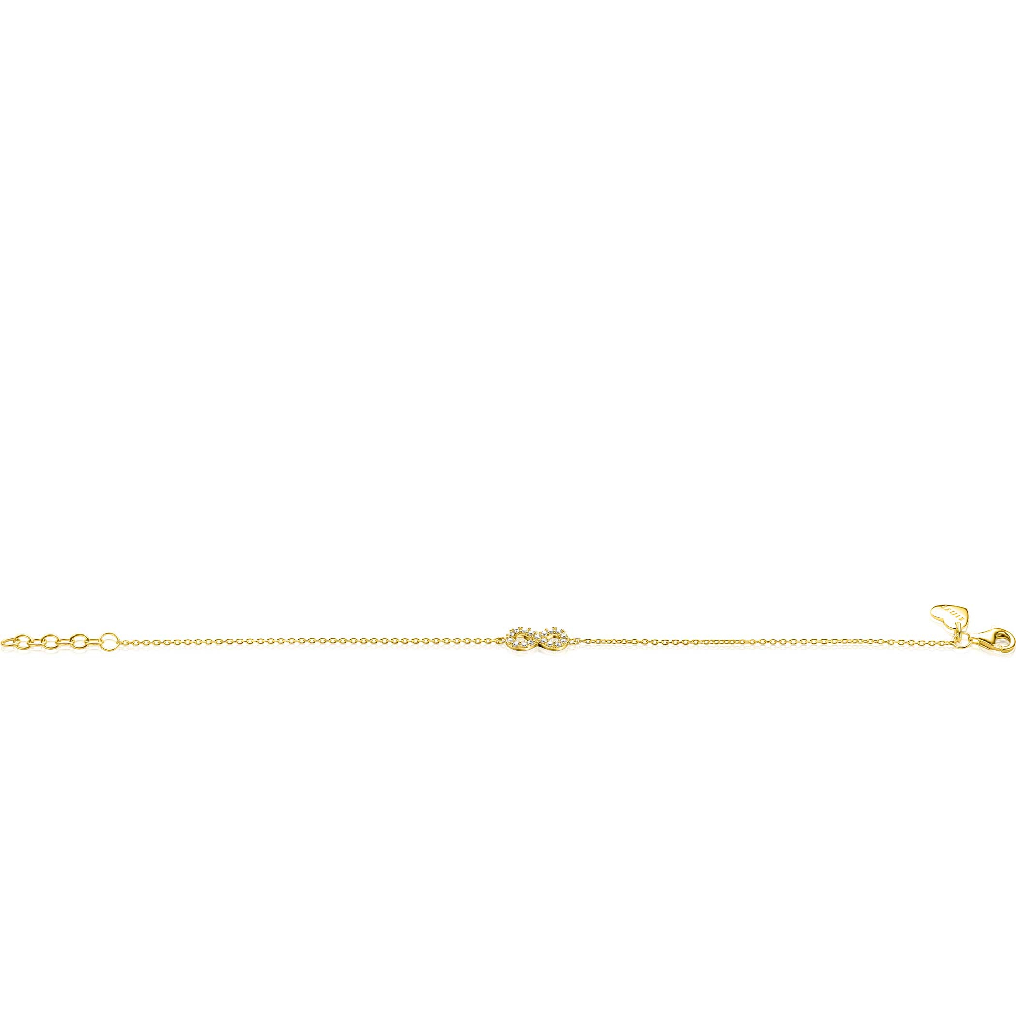 ZINZI gold plated silver bracelet with Infinity sign fully set with white zirconia 17-19cm ZIA2597Y