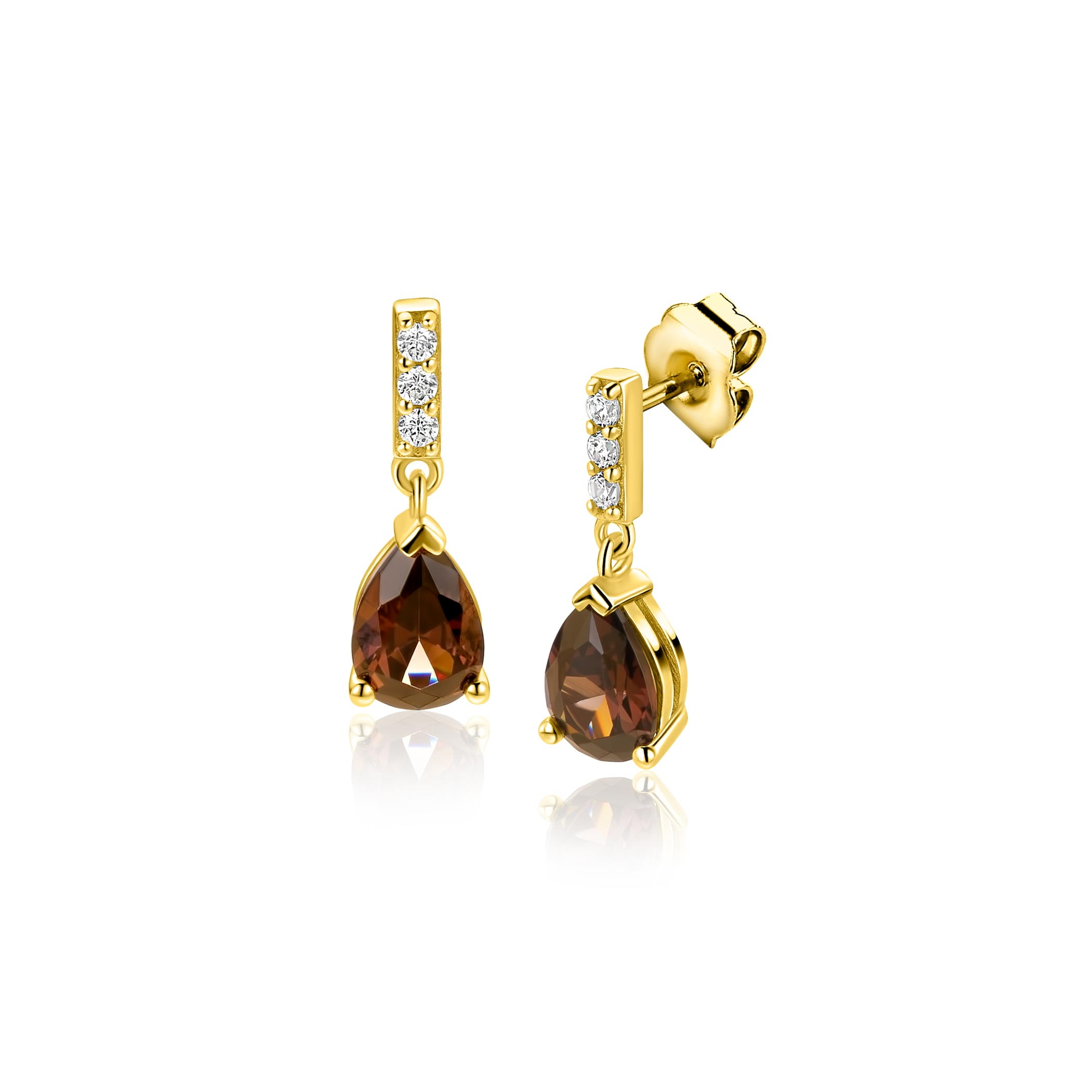 ZINZI zlv. oorstekers peer bruin en zirconia's
