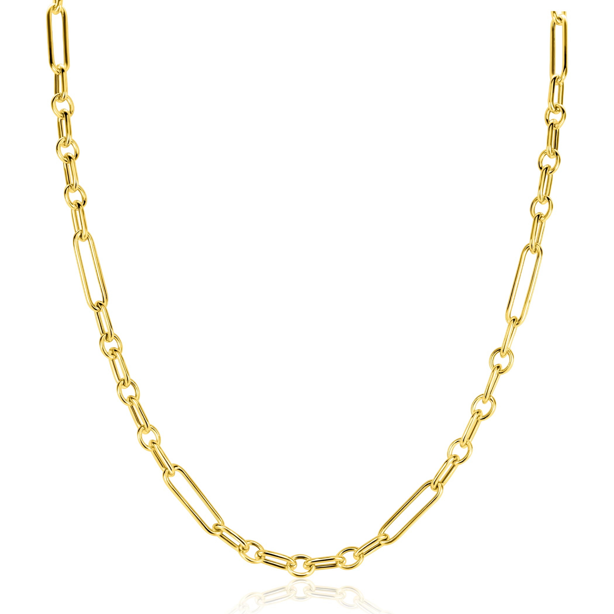 ZINZI zlv. collier geel verguld ovale schakels
