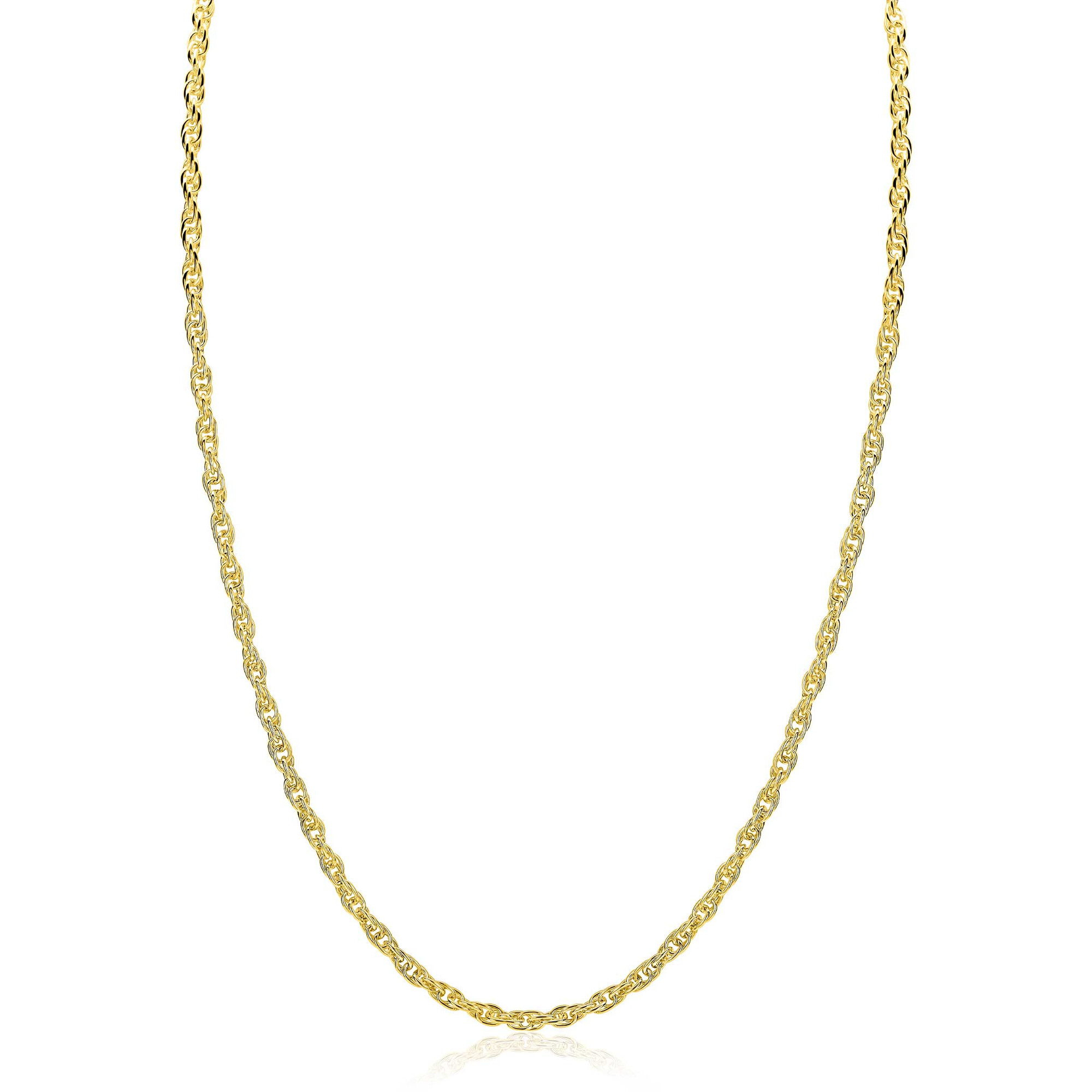 ZINZI gold plated zilveren massieve koord ketting (2,6mm breed) 42-45cm ZIC2844G
