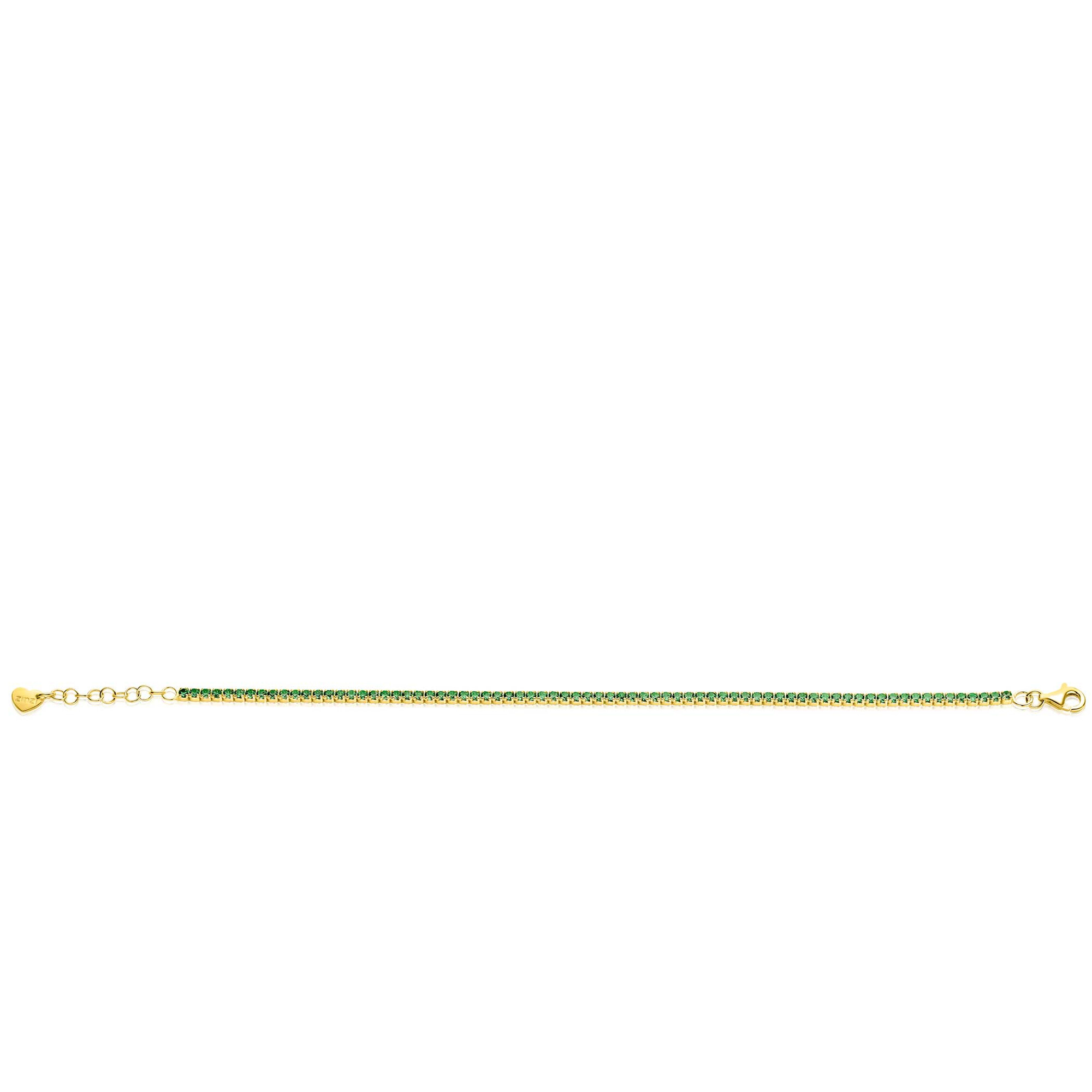 ZINZI zlv. tennisarmband gg.verg. groene zc 2.1mm