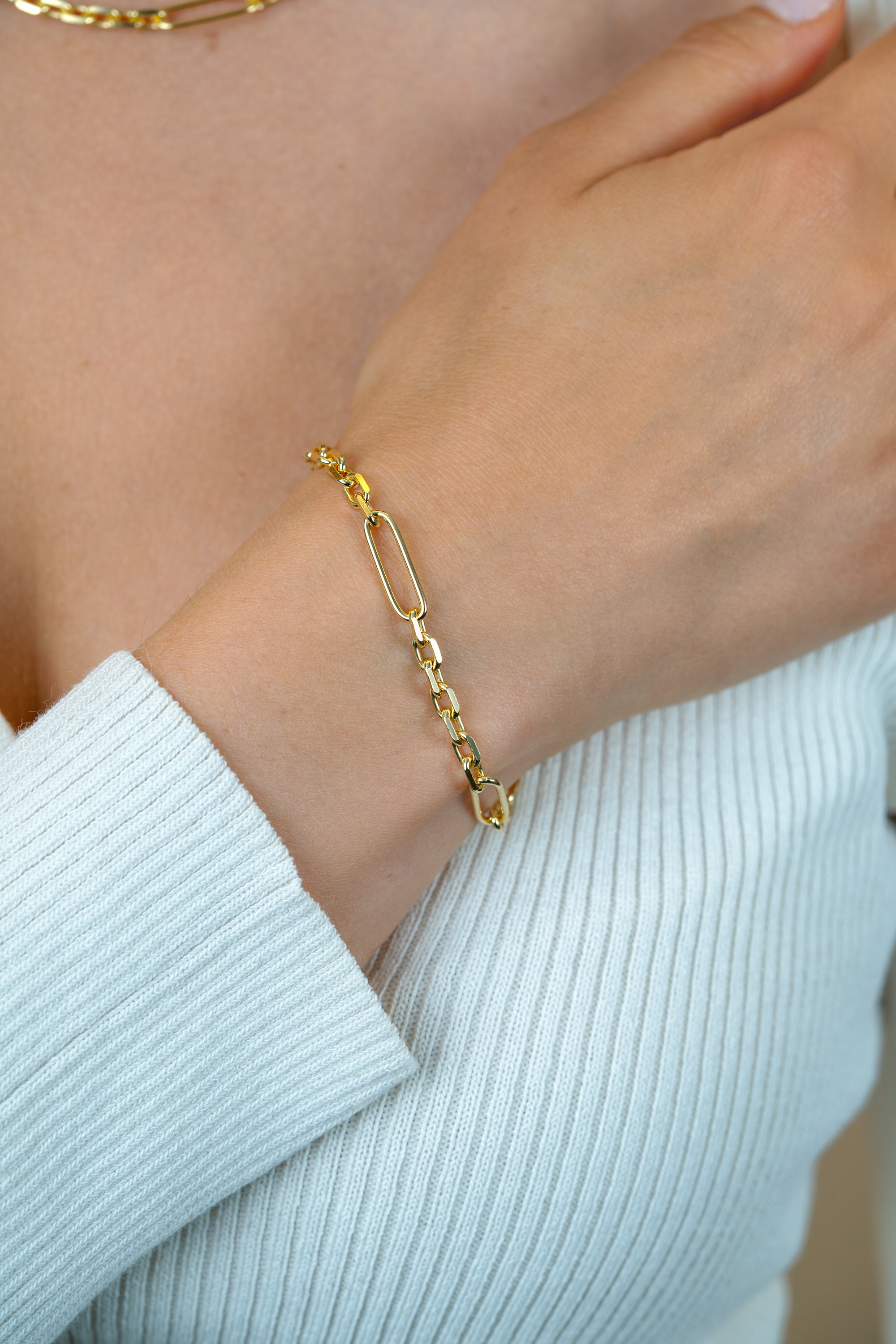 ZINZI zlv. armband gg.verg.schakels en paperclip