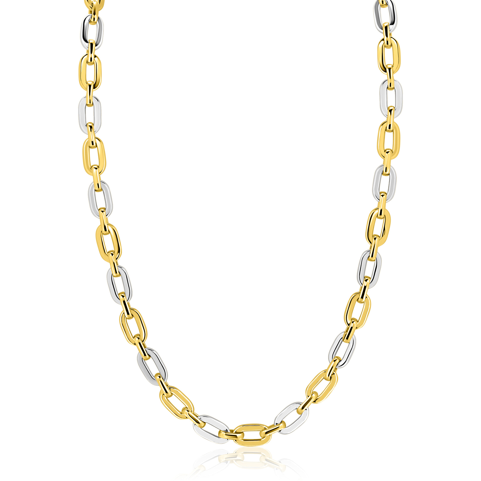ZINZI zlv. collier bicolor met ovale schakels 42/45cm