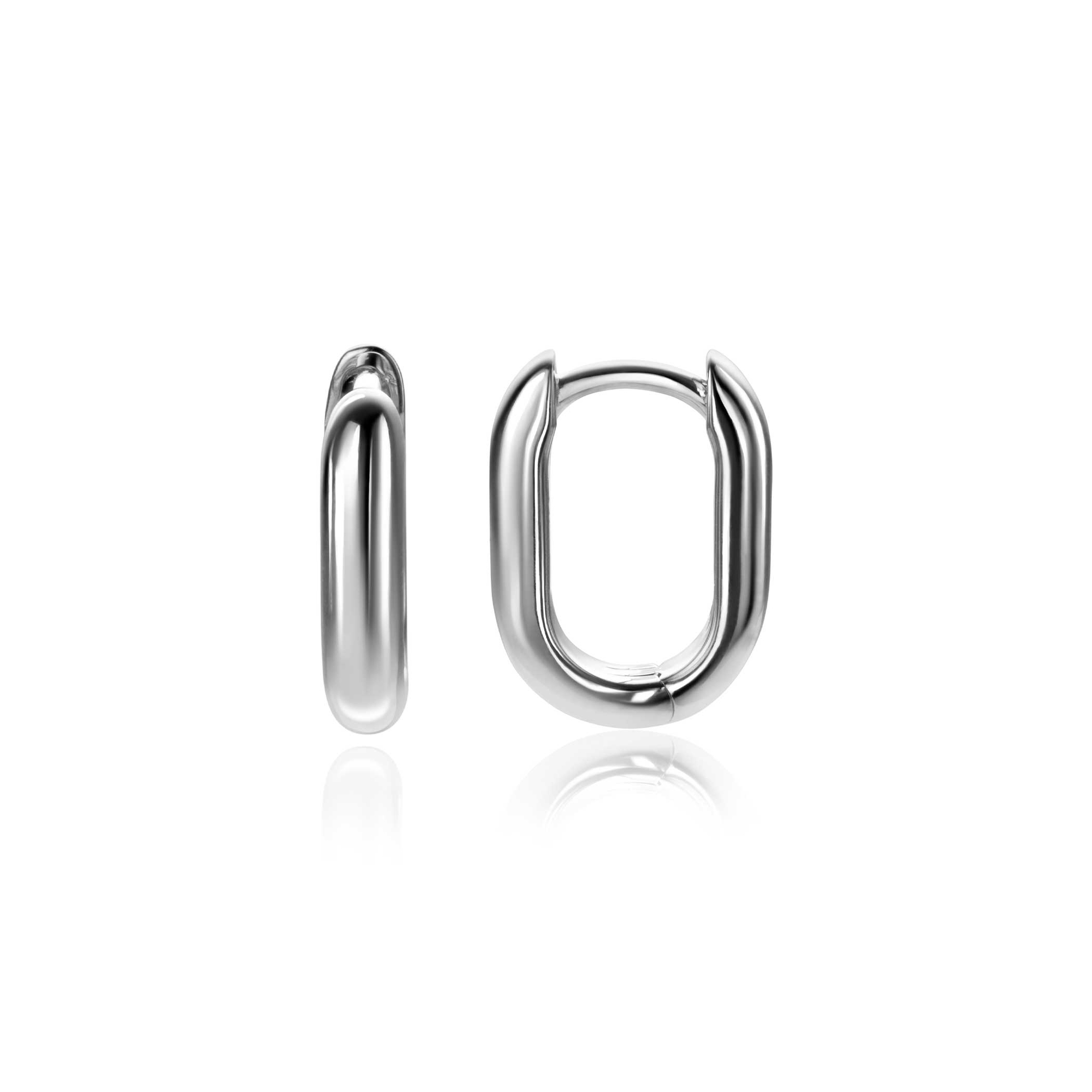 14,5mm ZINZI Silber Creolen in ovaler Form mit runder Röhre 3mm breit ZIO2603